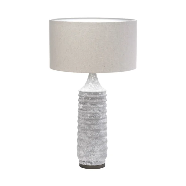 Chân đèn bàn LED màu xám 79cm kèm chụp đèn màu be