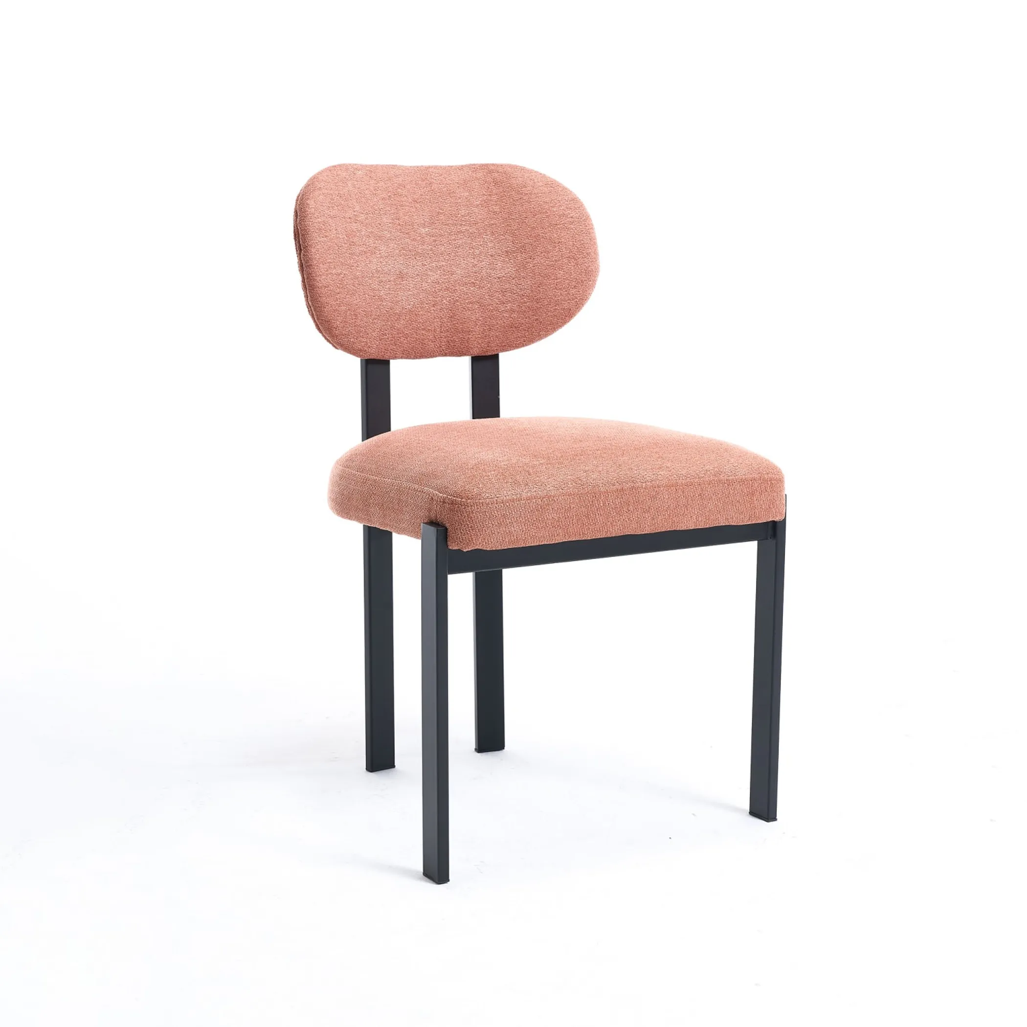 Bộ 2 ghế ăn bọc vải chenille khung kim loại lưng hở một phần - Ảnh 6