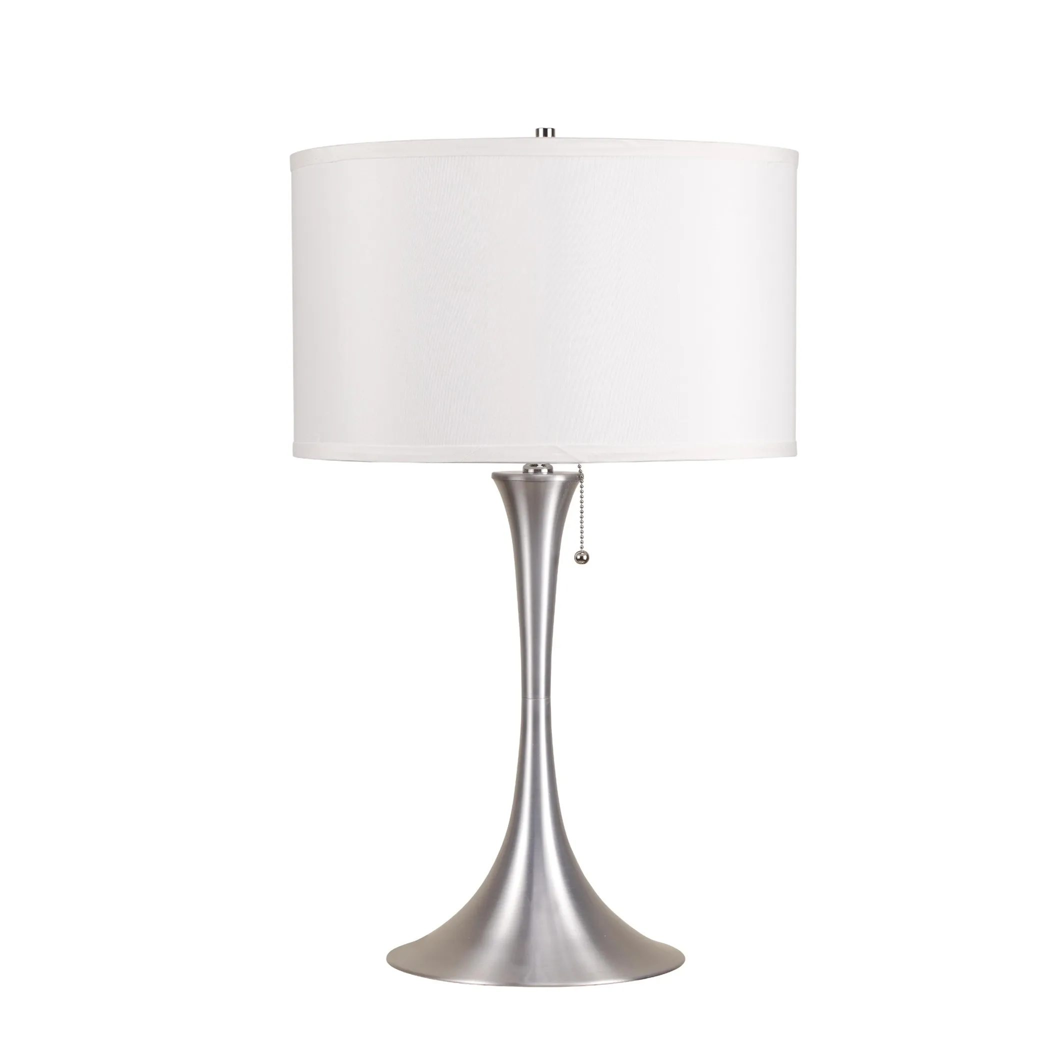 Đèn ngủ để bàn kim loại màu bạc chụp trắng 71cm - Ảnh 2