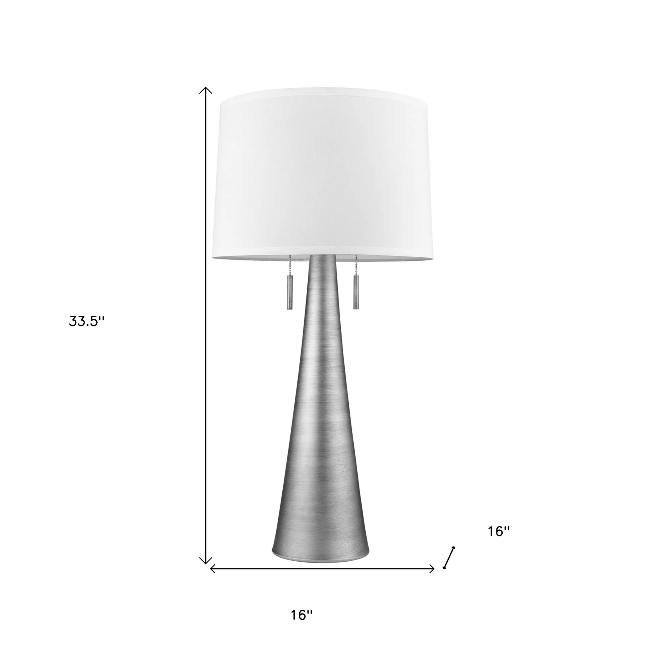 Đèn bàn 2 bóng kim loại màu bạc 86cm chụp hình thang màu trắng - Ảnh 5