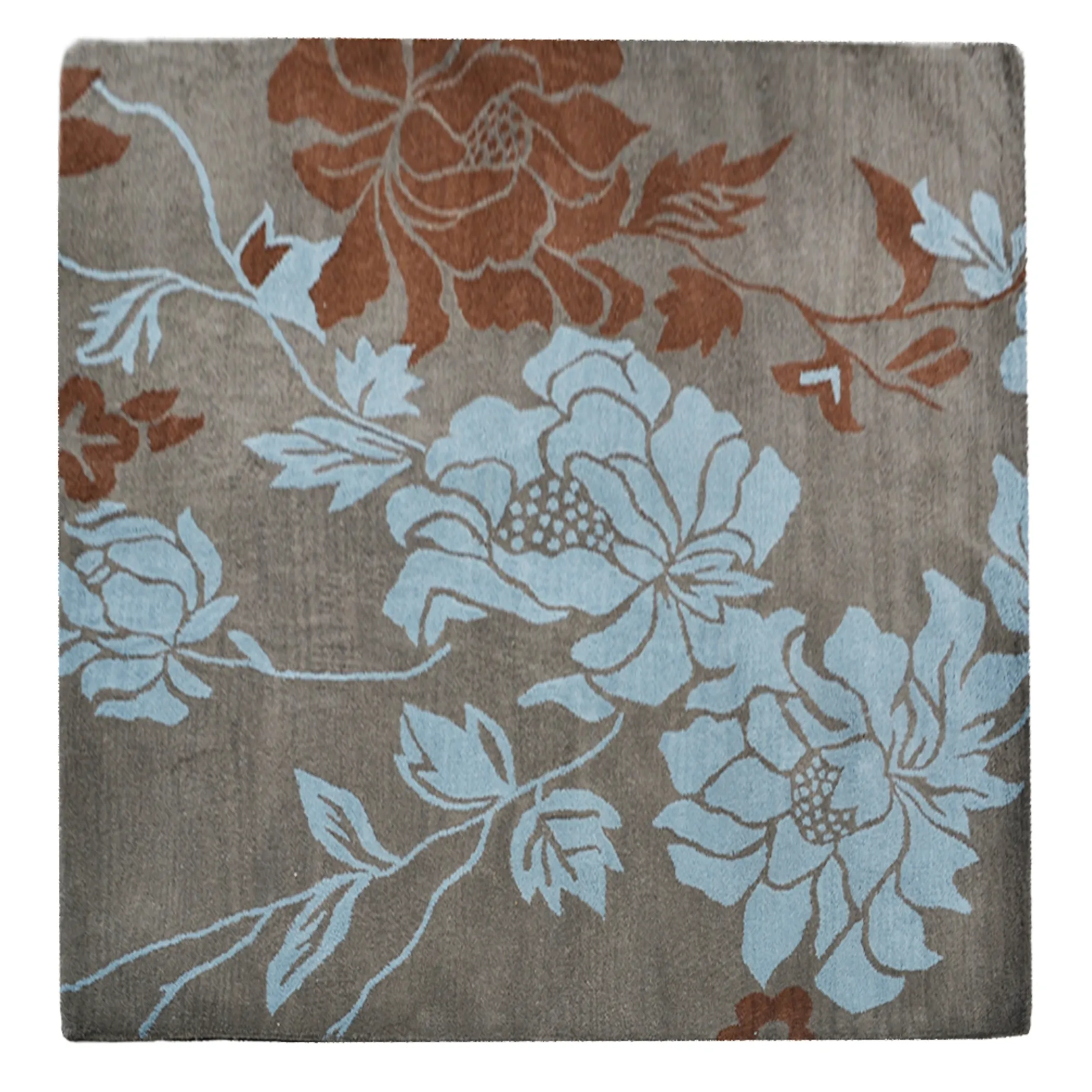 Thảm vuông len chần tay Rugsotic Carpets họa tiết hoa - Ảnh 2