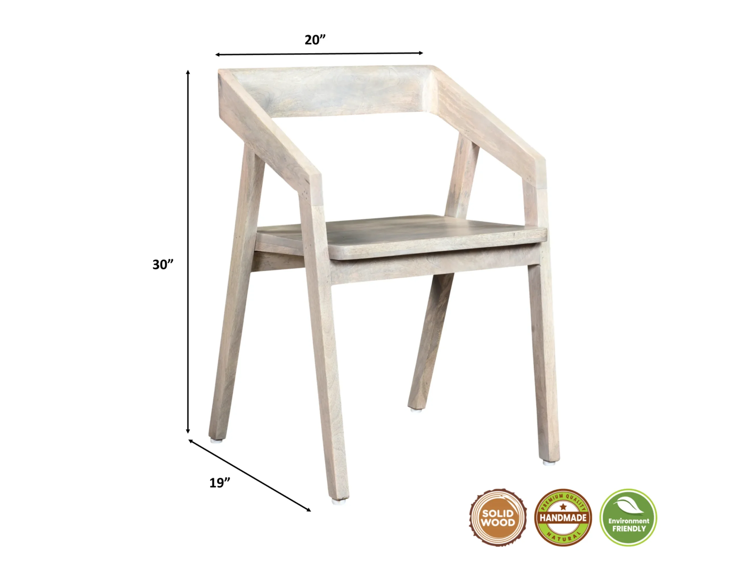 Ghế ăn có tay vịn gỗ tự nhiên lưng hở màu trắng - Ảnh 6