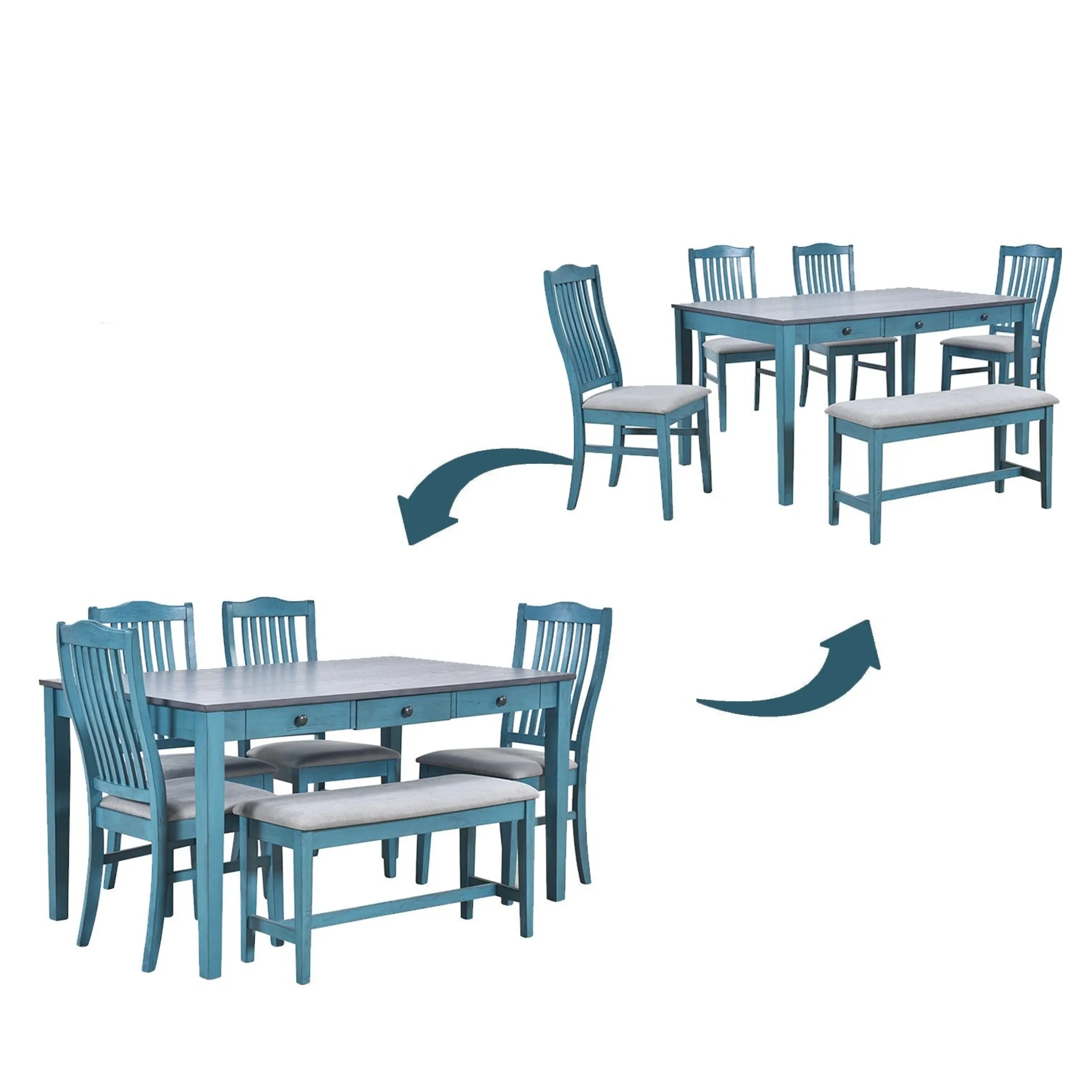 Bộ bàn ăn gỗ 6 món phong cách mid-century - Ảnh 5