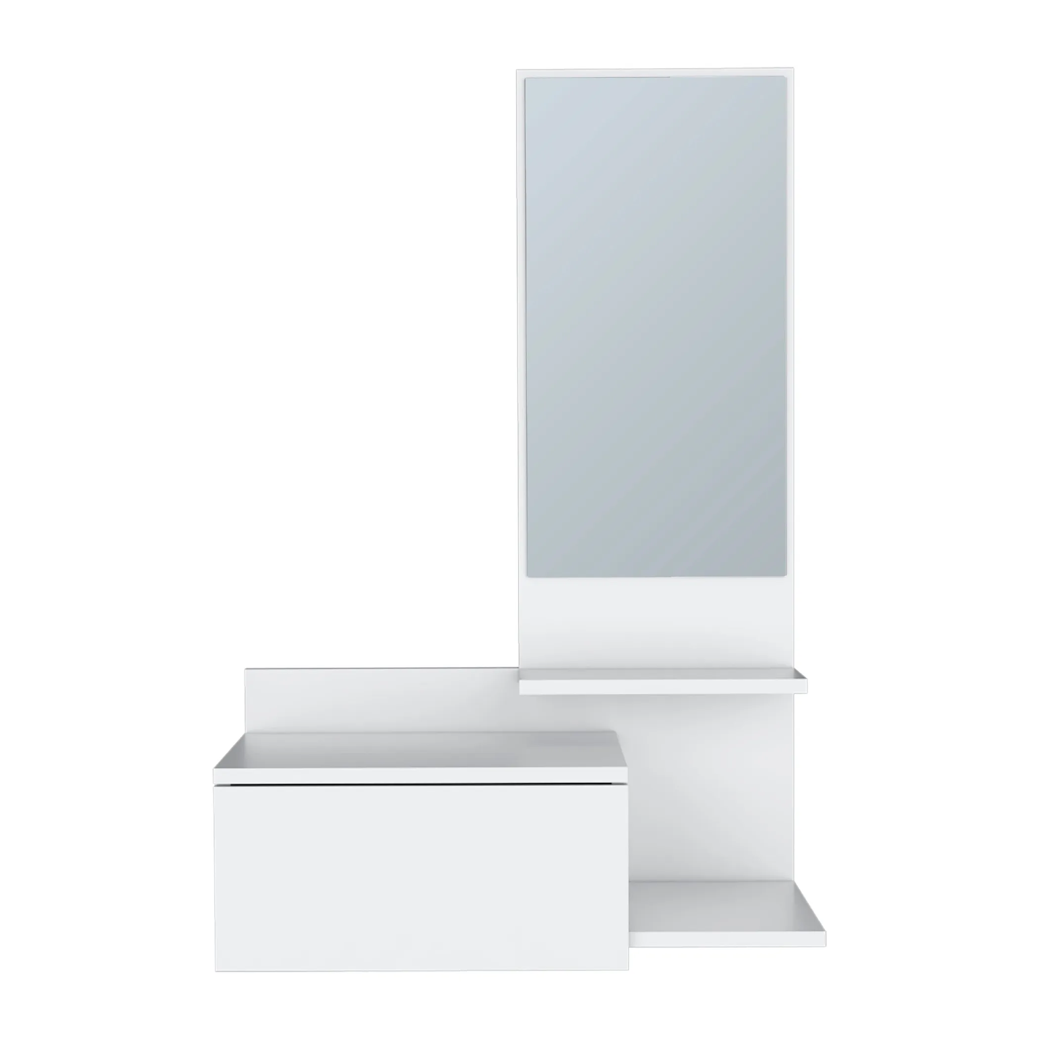Tủ gỗ treo tường màu trắng có ngăn kéo và gương 91cm - Ảnh 2