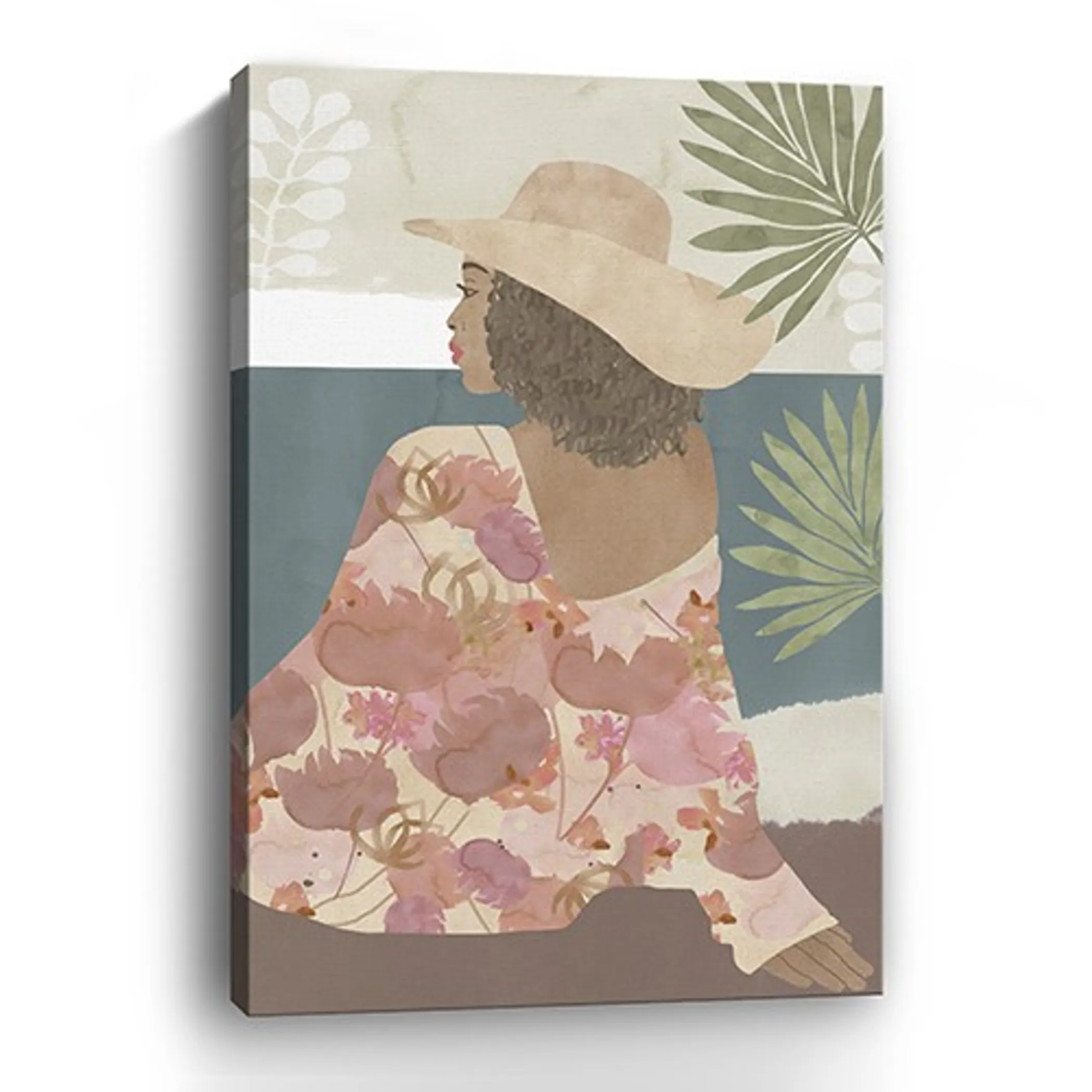 Tranh canvas cô gái tông terracotta phong cách boho không khung - Ảnh 2