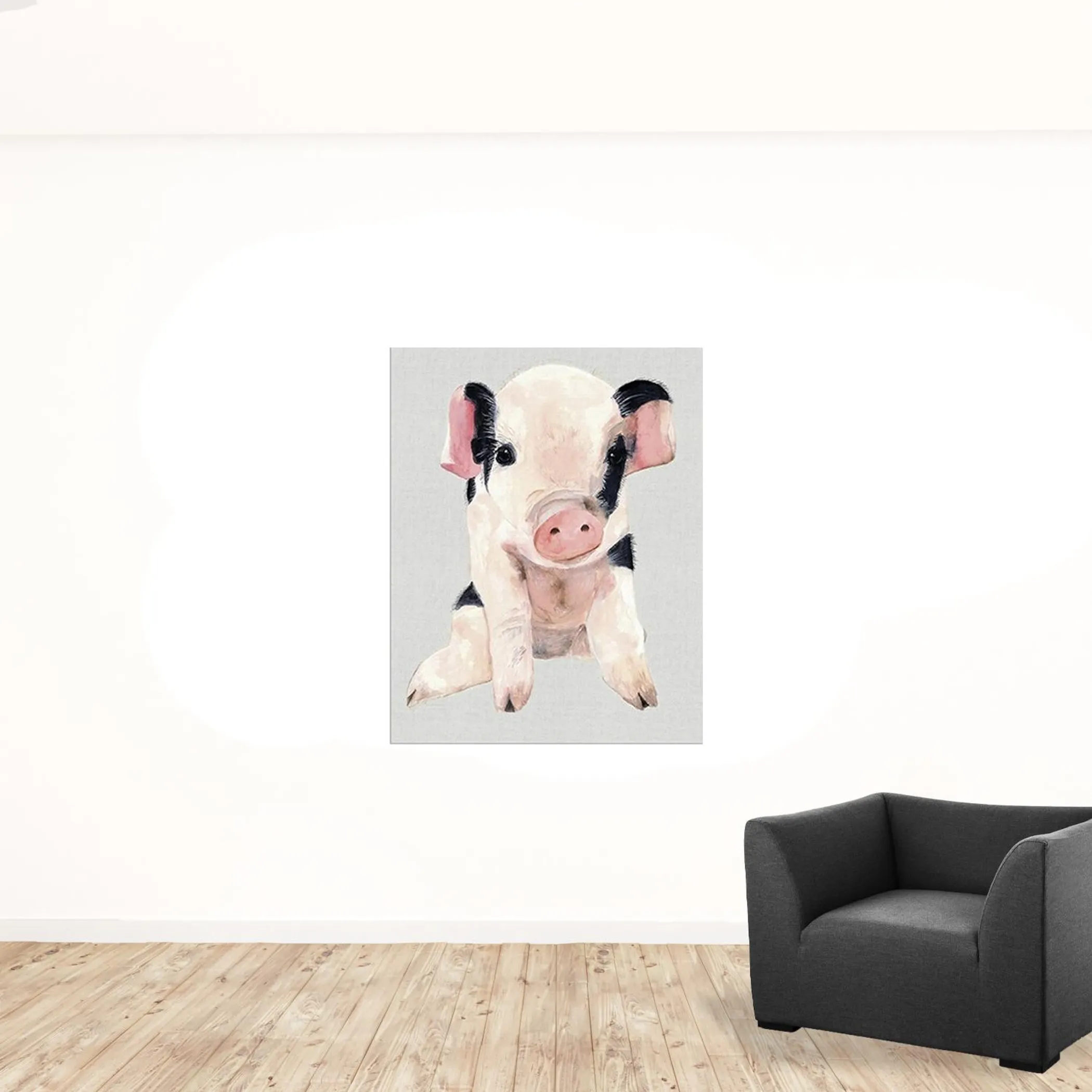 Tranh canvas không khung hình heo con màu hồng đáng yêu 122cm x 81cm - Ảnh 2