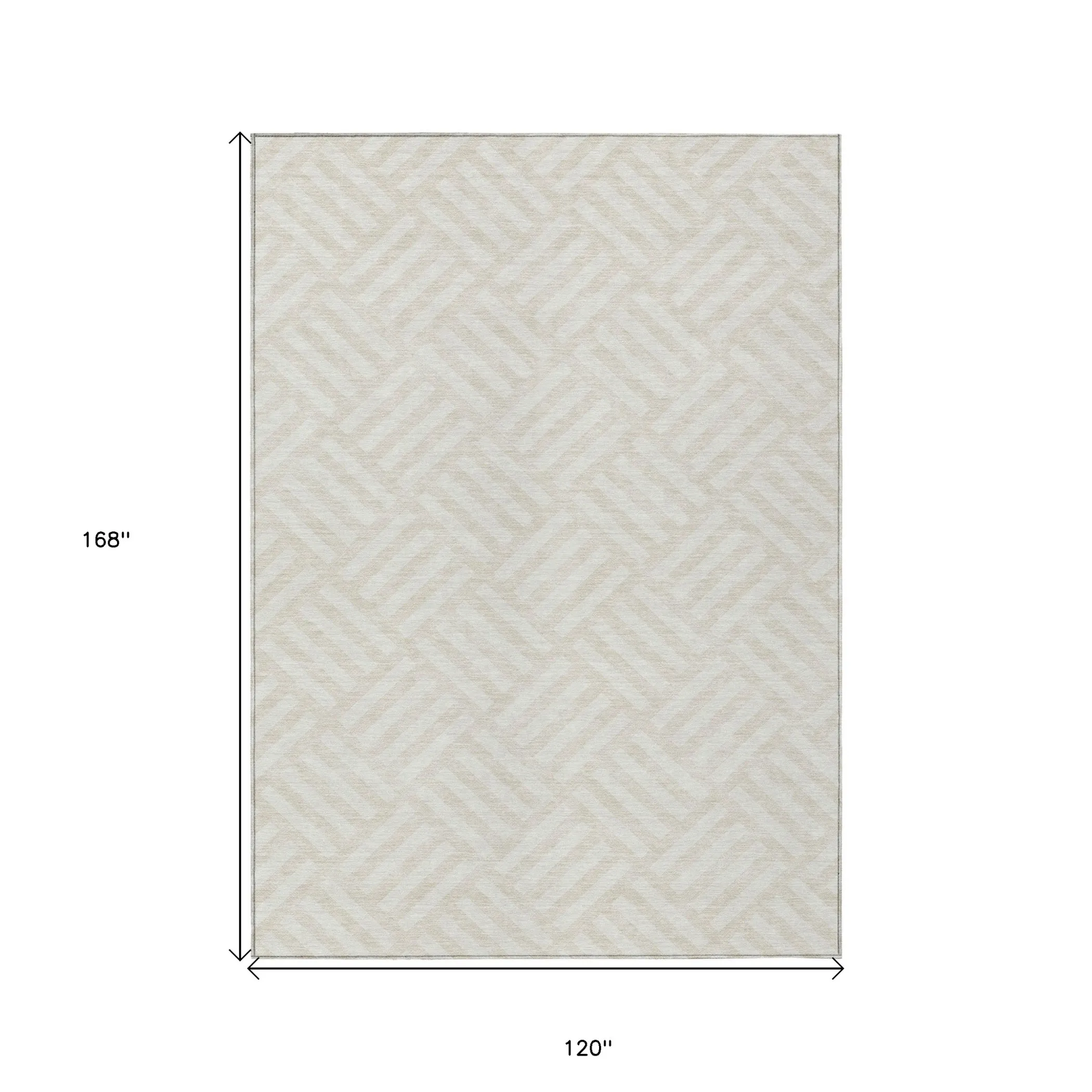 Thảm trải sàn giặt được 3m x 4,3m họa tiết hình học màu ngà và be - Ảnh 3