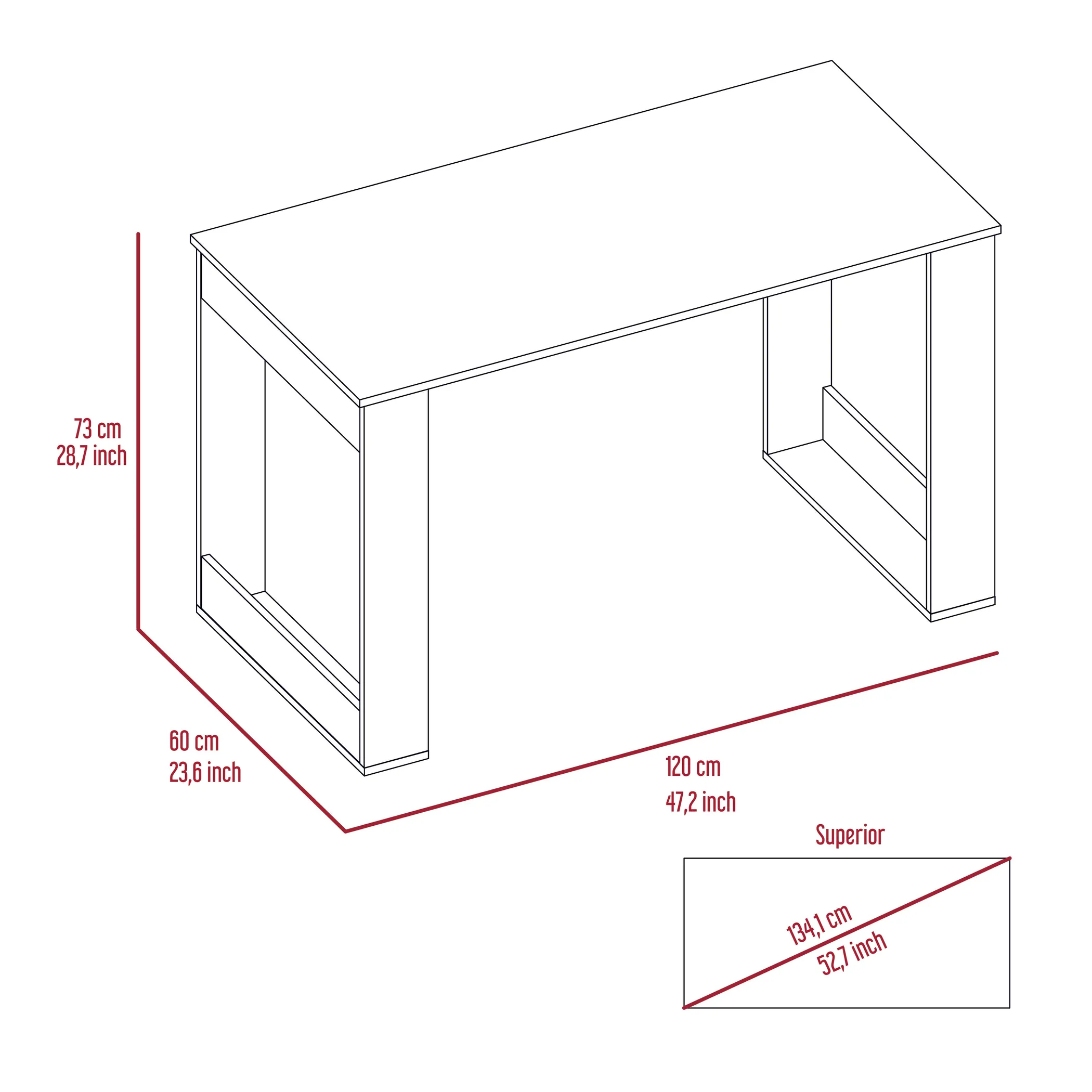 Bàn làm việc Oviedo 120cm màu gỗ sồi sáng - Ảnh 4