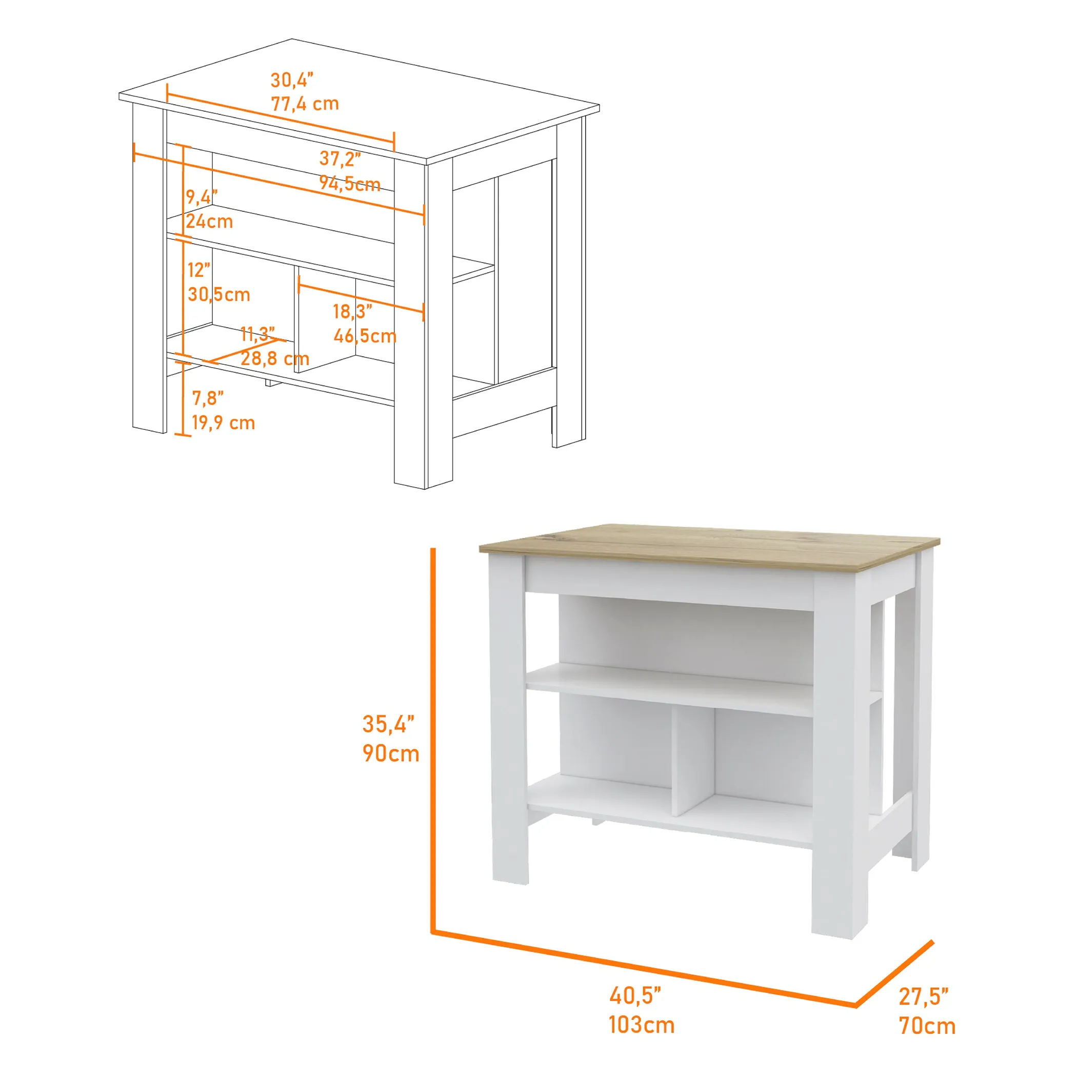 Bộ nội thất bếp Phoenix 2 món: đảo bếp Cala và tủ chậu rửa Napoles, trắng phối onyx - Ảnh 6