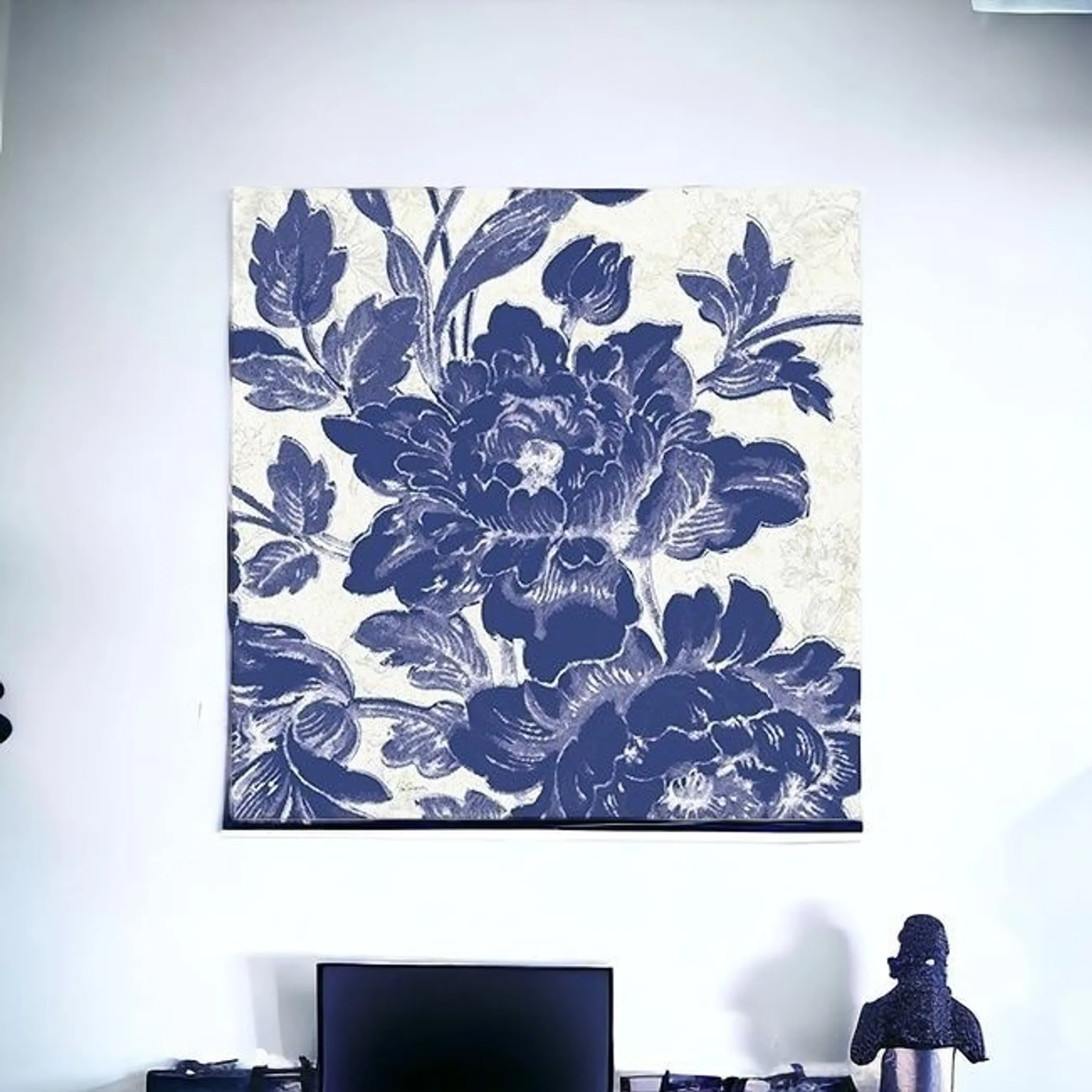 Tranh in không khung hoa hồng họa tiết toile xanh - Ảnh 2