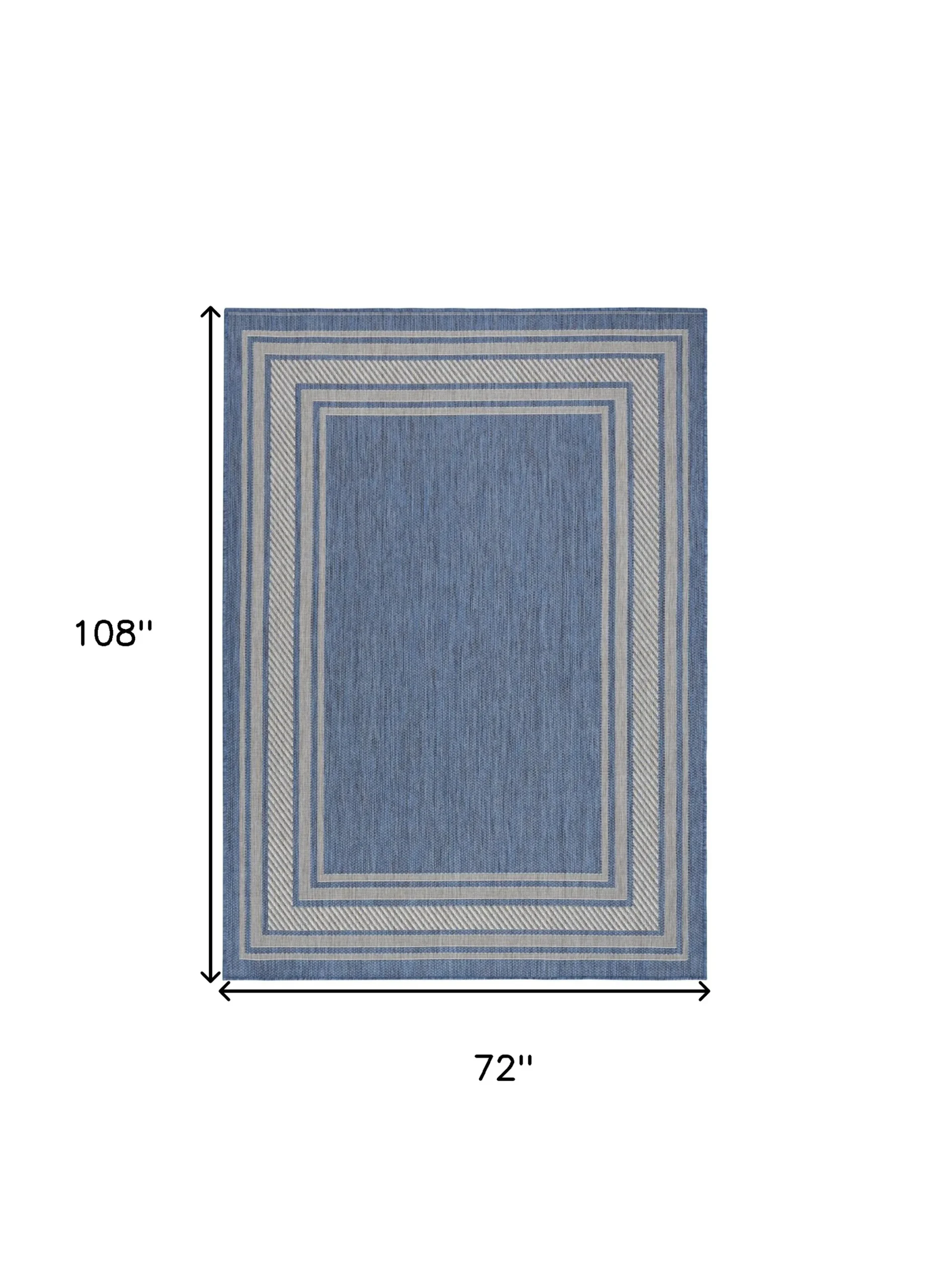 Thảm trải sàn 1,8m x 2,7m họa tiết hình học màu xanh denim và ngà - Ảnh 2