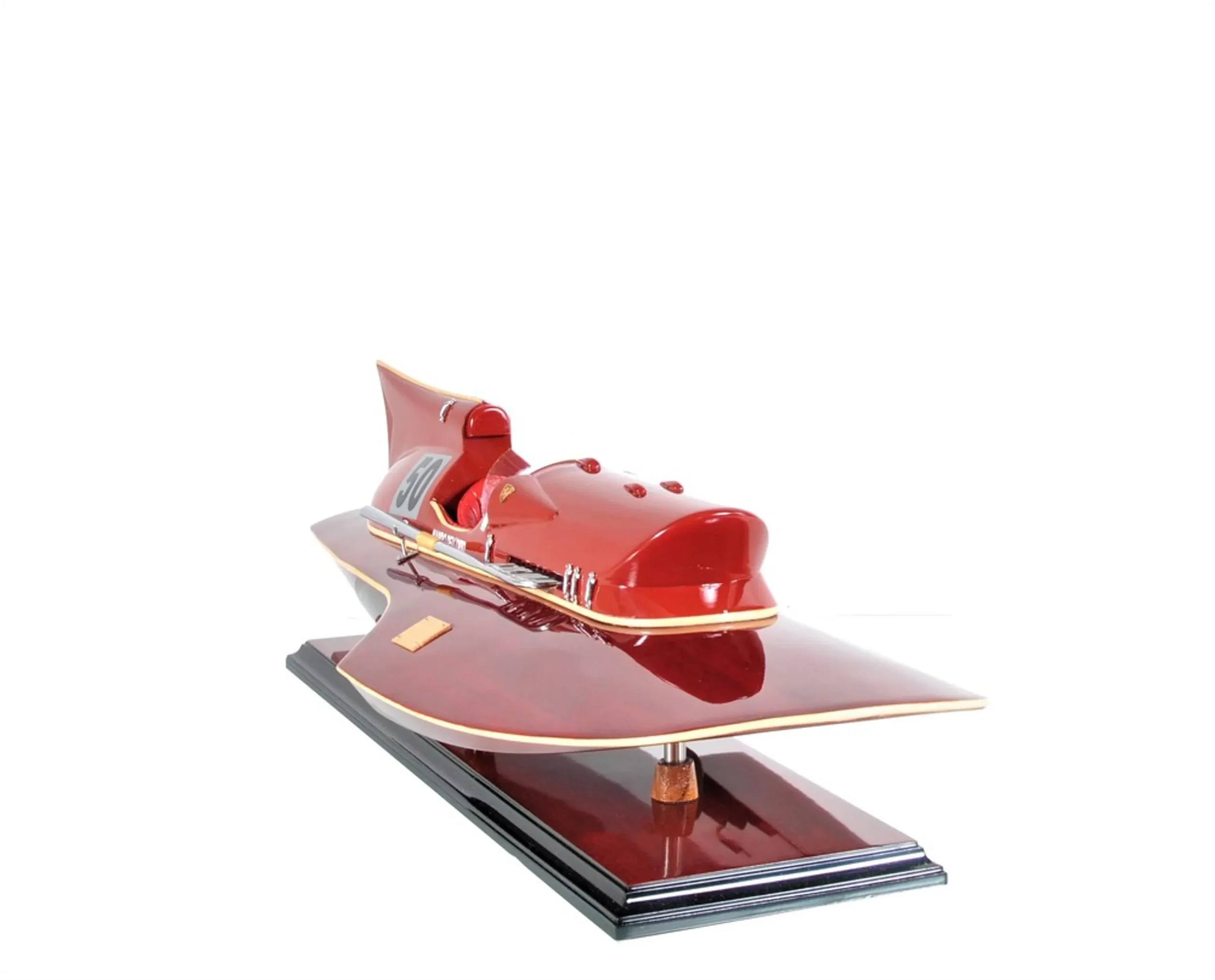 Mô hình thuyền trang trí gỗ công nghiệp sơn vẽ tay màu đỏ 18cm - Ảnh 3