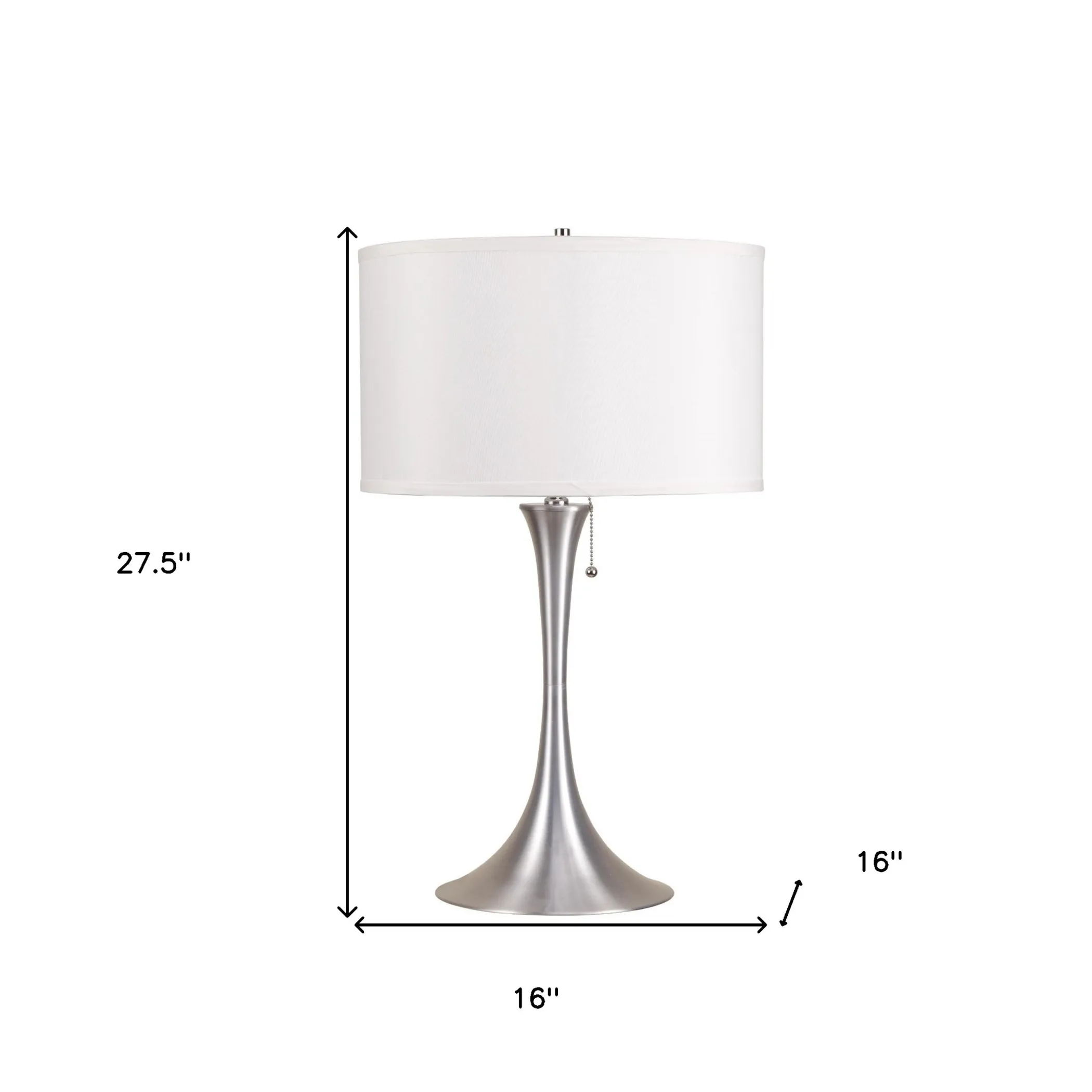 Đèn ngủ để bàn kim loại màu bạc chụp trắng 71cm - Ảnh 4