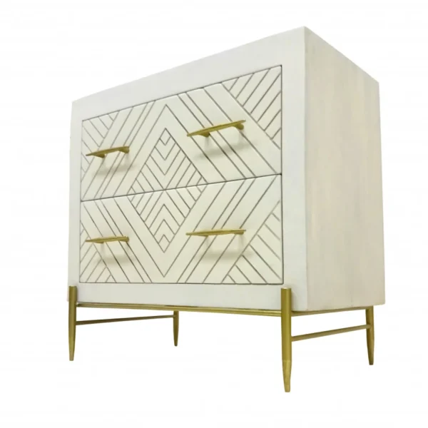 Tủ đầu giường 2 ngăn kéo màu trắng 71cm