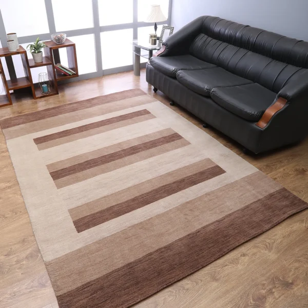Thảm len dệt thắt tay Rugsotic Carpets phong cách đương đại màu nâu be