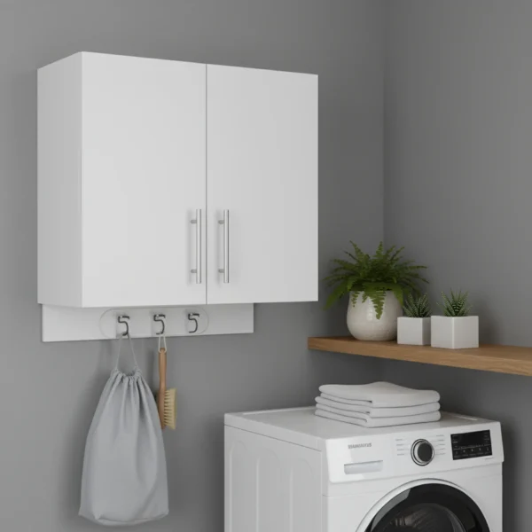 Tủ gỗ treo tường 2 cánh màu trắng 67cm