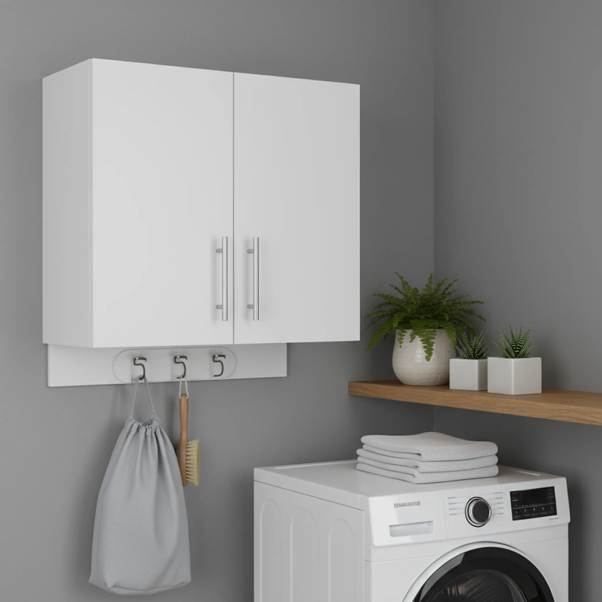 Tủ gỗ treo tường 2 cánh màu trắng 67cm