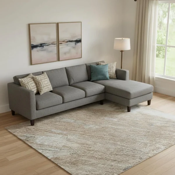 Thảm trải sàn giặt được họa tiết trừu tượng màu gỉ sắt xám ngà 2,7m x 3,7m chống tia UV