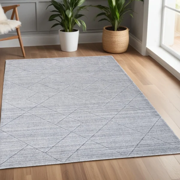 Thảm trải sàn dệt tay 1,2m x 1,8m kẻ sọc màu xám