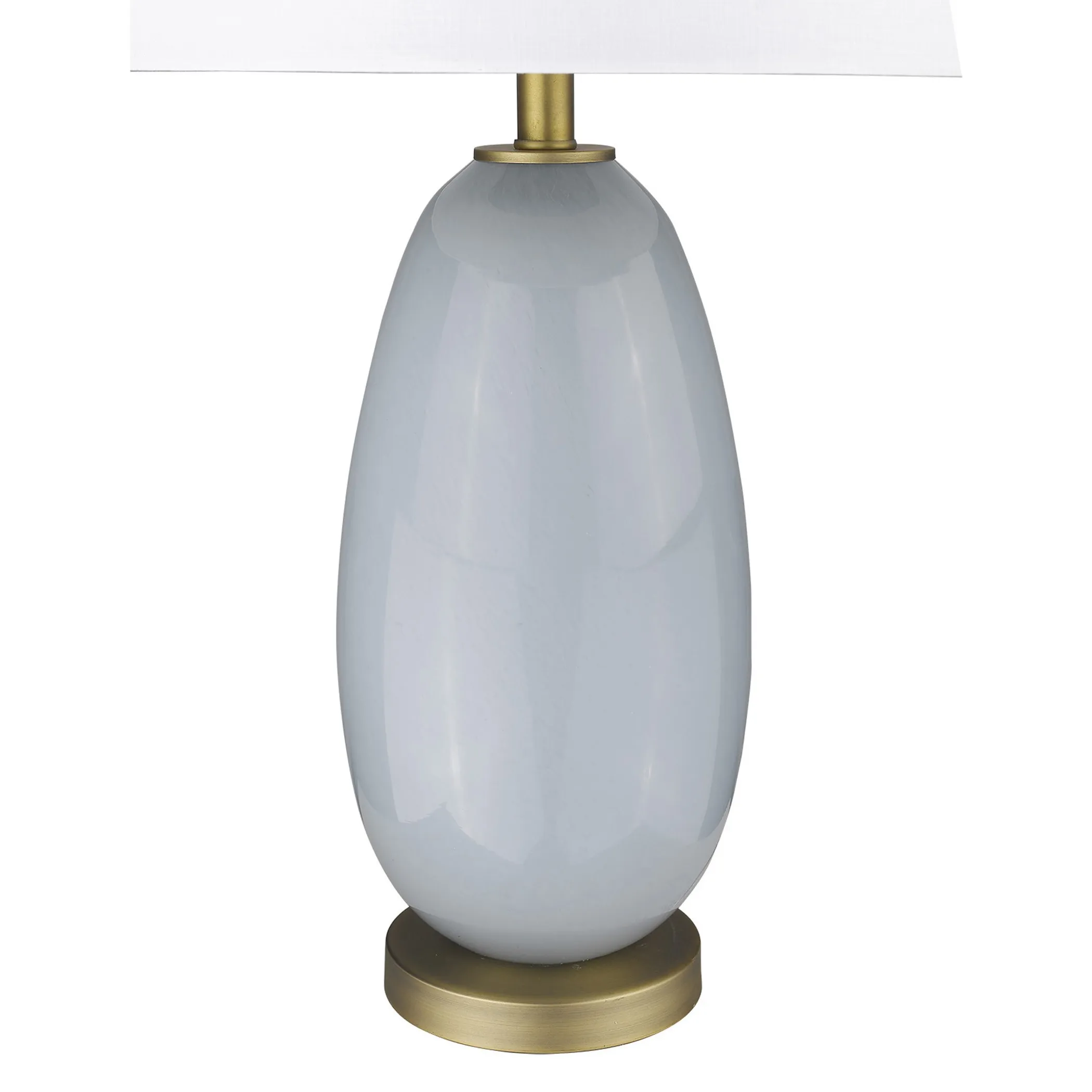 Đèn bàn thủy tinh màu xám nhạt 74cm chụp trống màu trắng - Ảnh 5