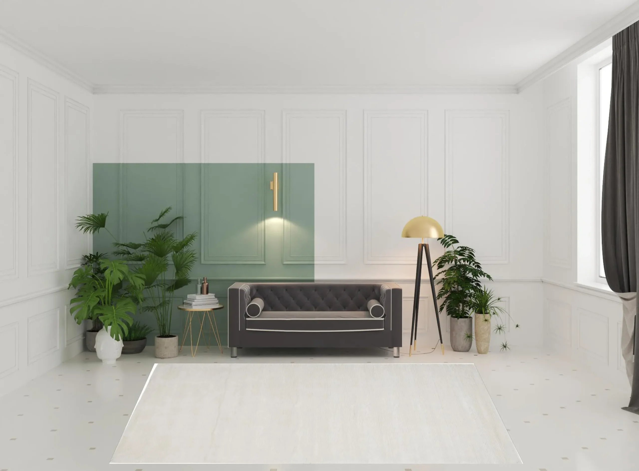 Thảm trải sàn dệt tay phong cách cũ kỹ 2,4m x 3,35m màu trắng - Ảnh 2