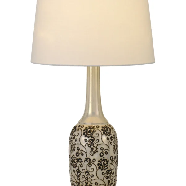 Bộ 2 đèn ngủ đầu giường 2 bóng 76cm kim loại bạc chụp cầu trắng