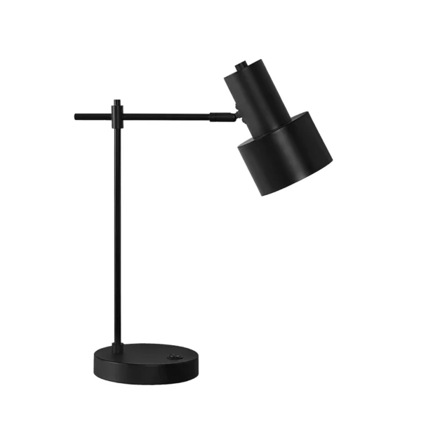 Đèn bàn USB kim loại đen dáng tròn 53cm chụp trống màu đen