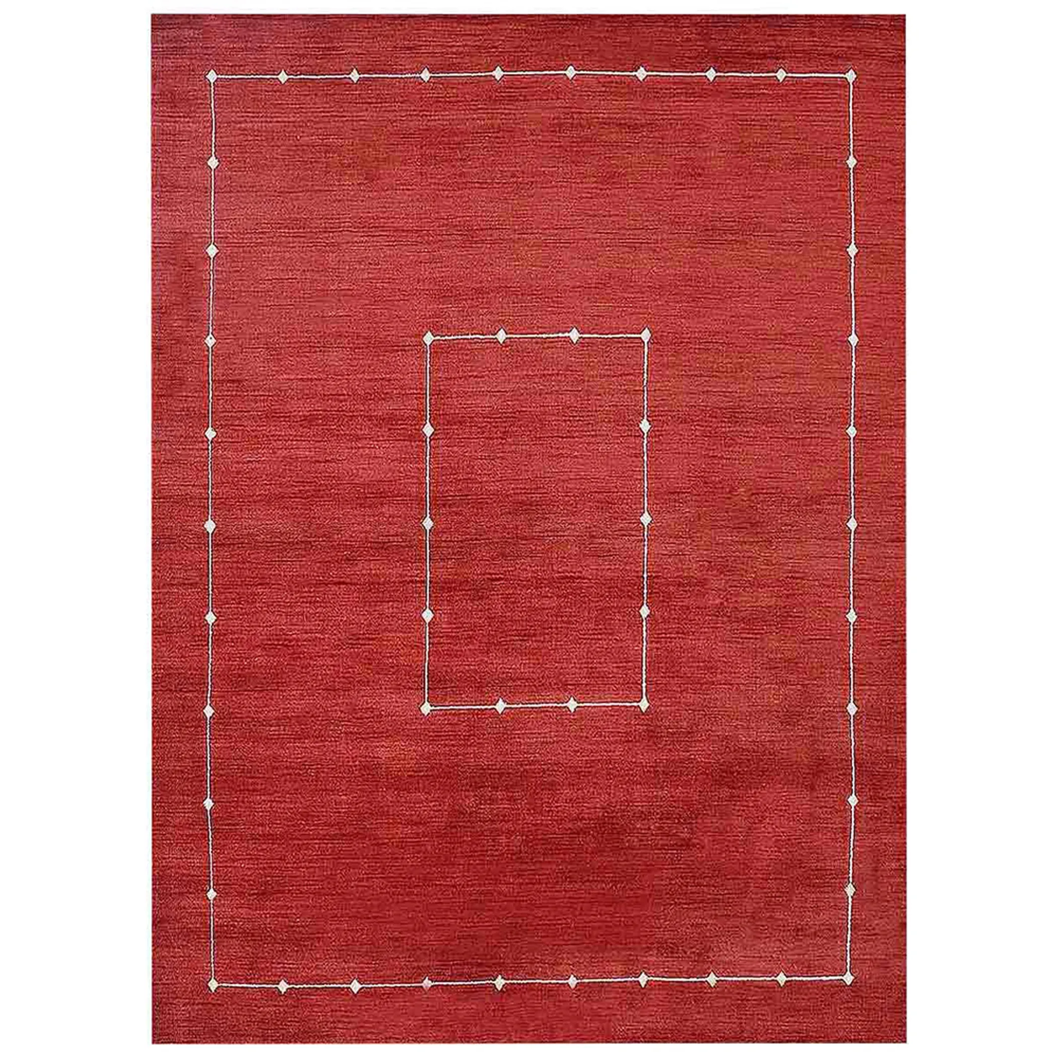 Thảm len dệt thắt tay Rugsotic Carpets họa tiết hình học màu đỏ - Ảnh 2