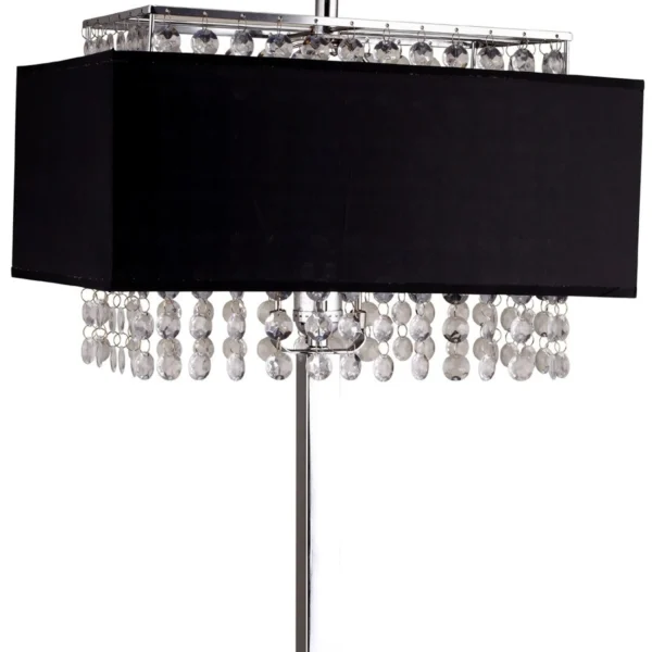 Đèn bàn chữ nhật Bling Glam màu đen đính pha lê giả