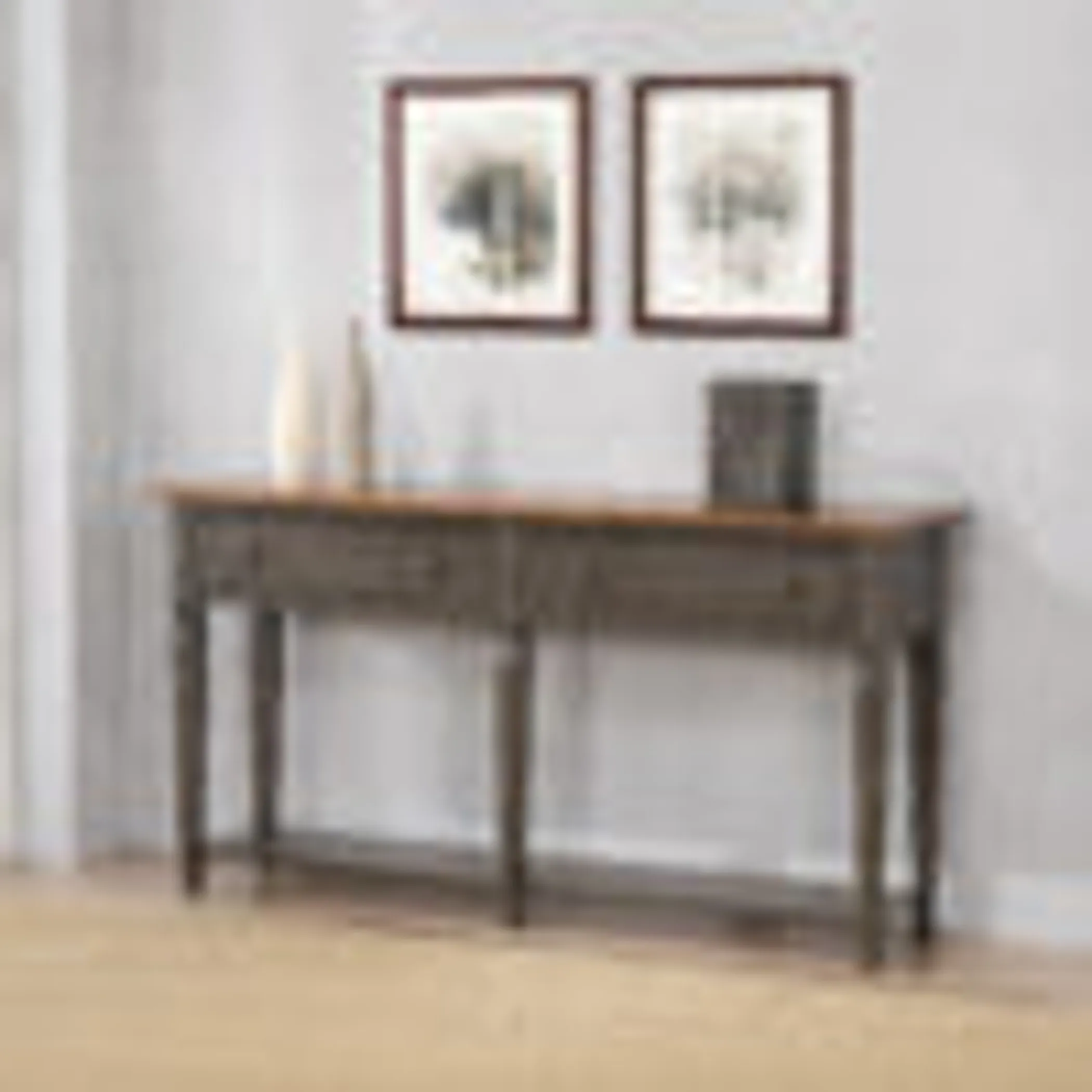 Bàn console Sunset Trading Dakota 157cm có ngăn kéo và kệ, gỗ tự nhiên hai tông nâu xám - Ảnh 2