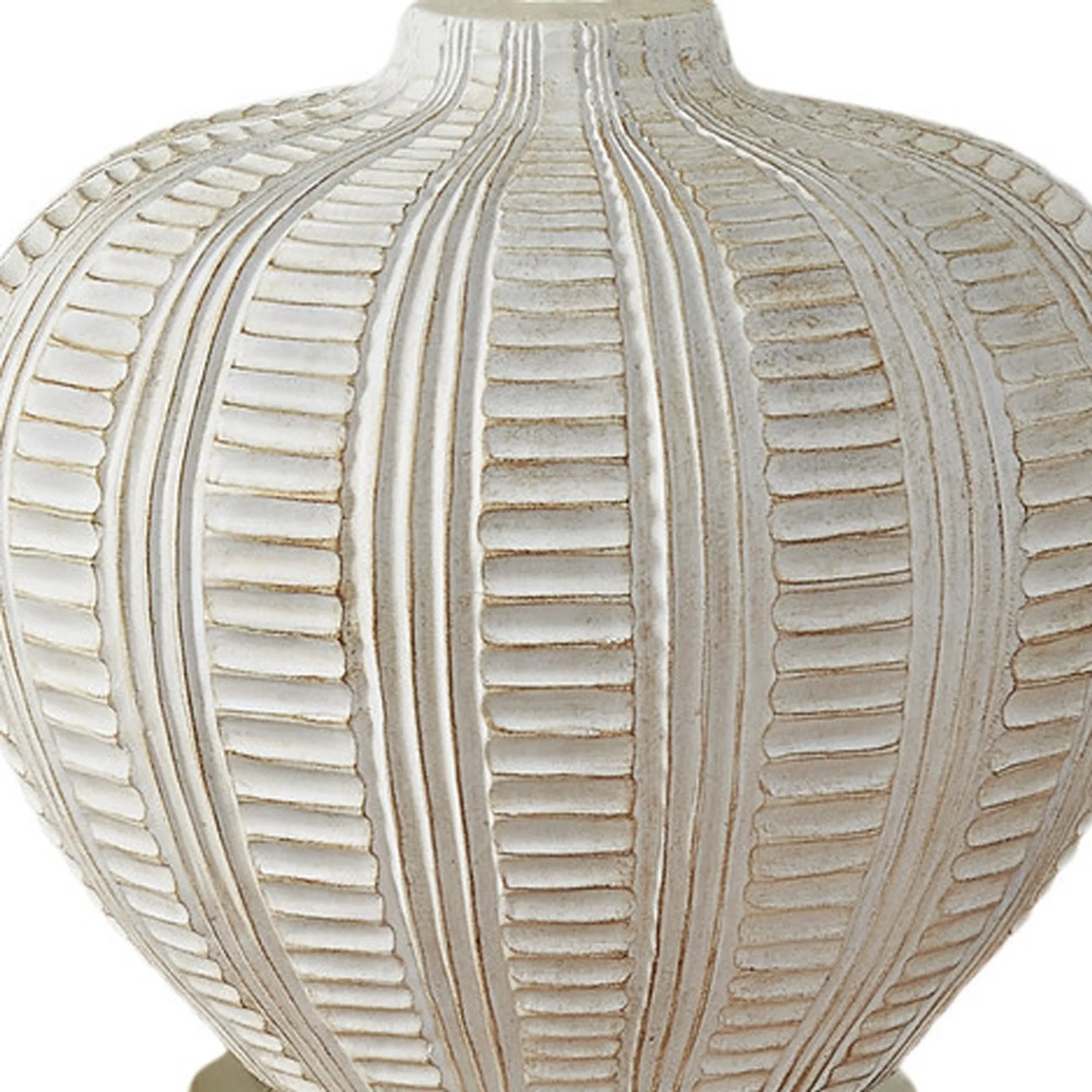 Đèn bàn thân bình gốm màu vàng trắng 53cm với chụp đèn tròn màu ngà - Ảnh 6