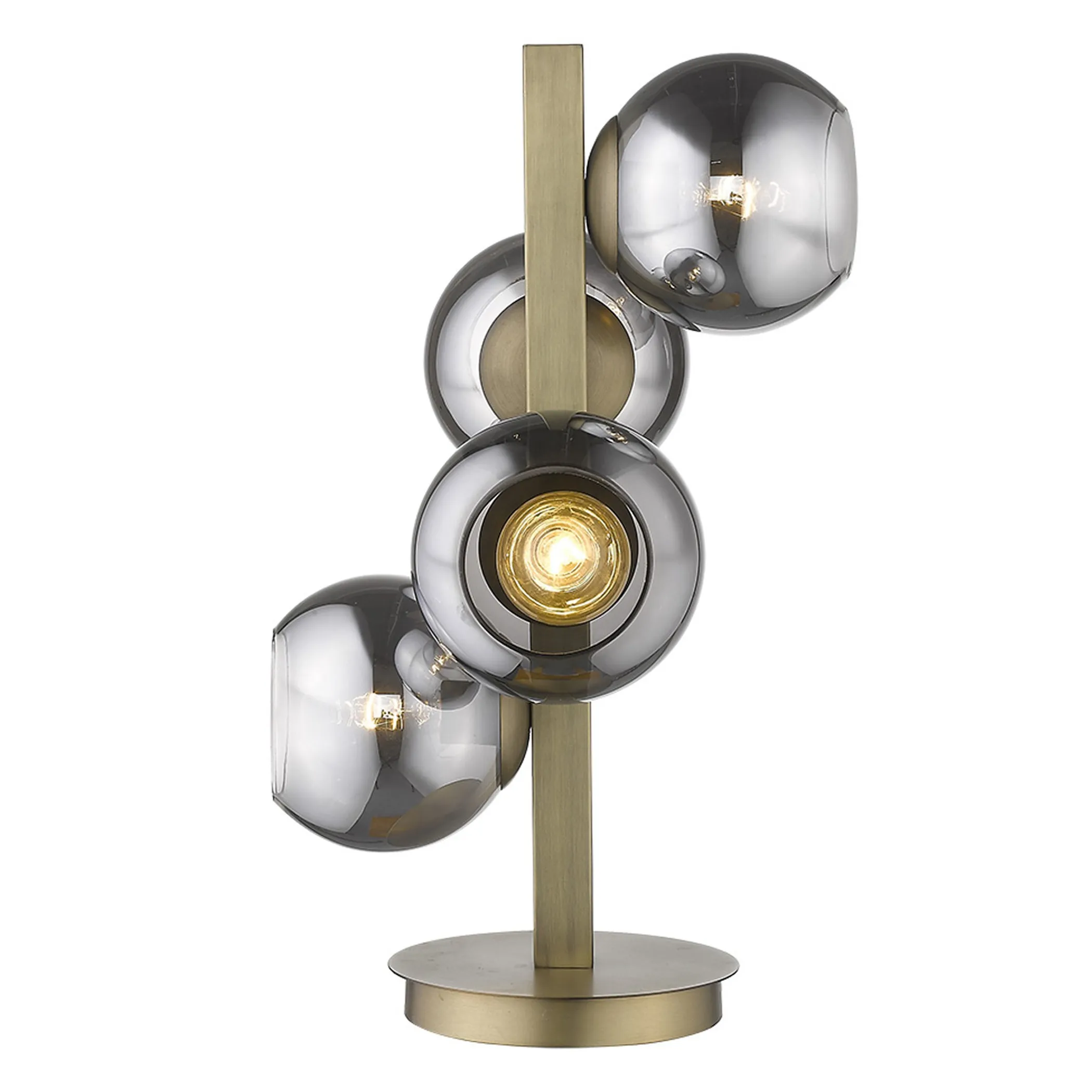 Đèn bàn nghệ thuật 4 bóng kim loại màu đồng thau 61cm chụp cầu ánh bạc - Ảnh 2