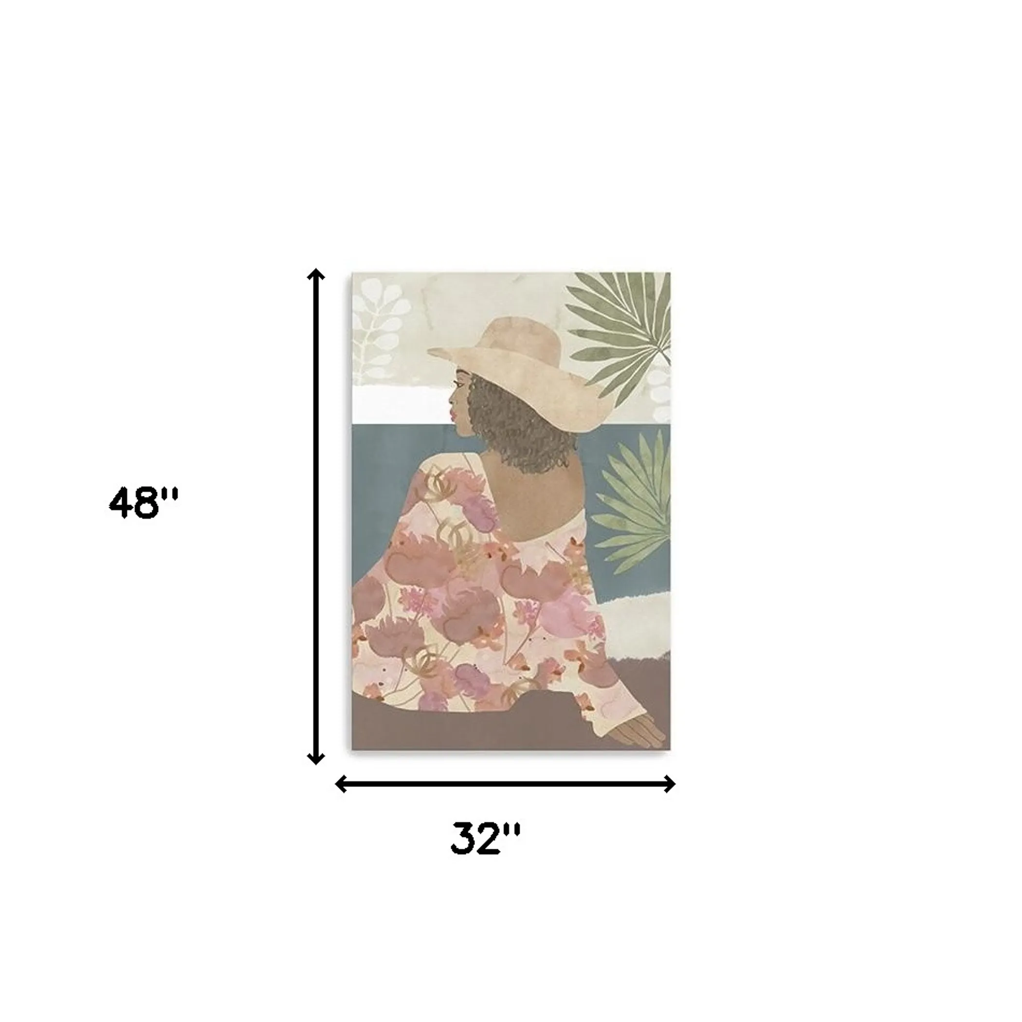 Tranh canvas cô gái tông terracotta phong cách boho không khung - Ảnh 5