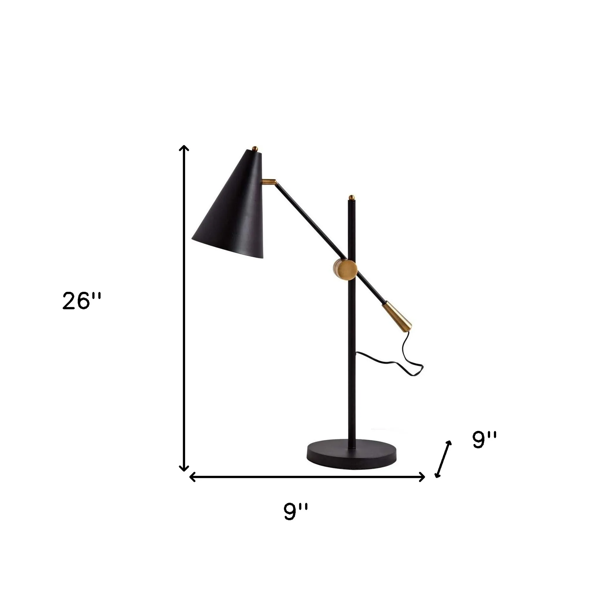 Đèn tay gấp kim loại màu đen 66cm chụp hình nón màu đen - Ảnh 4