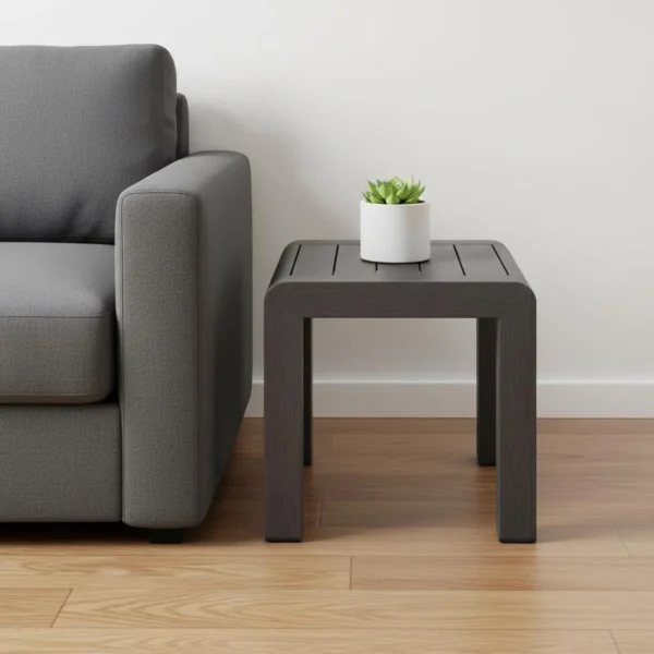 Bàn phụ ngoài trời vuông bằng nhôm màu đen 58cm