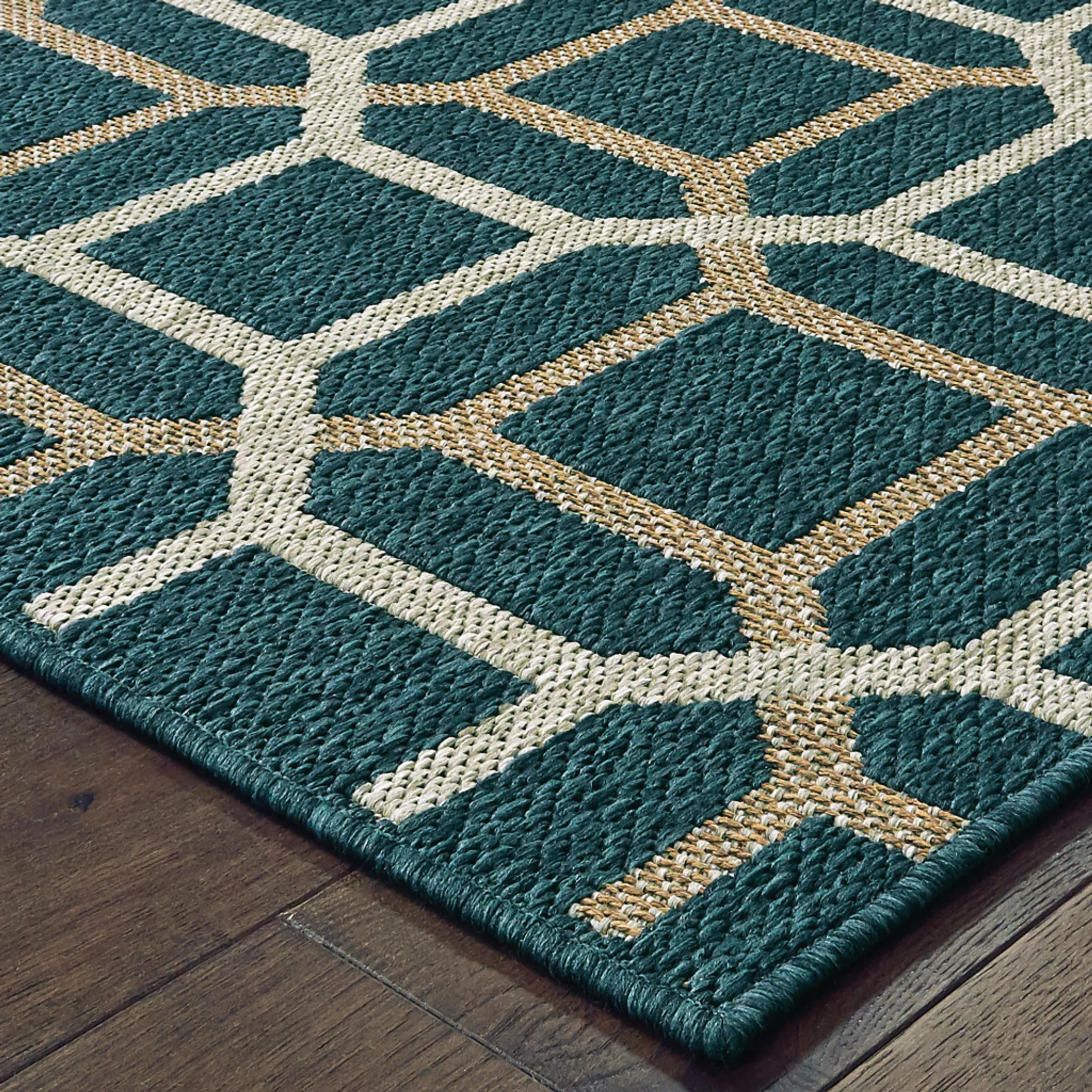 Thảm trải sàn chống bẩn 2,4m x 3m họa tiết hình học màu xanh dương và xám - Ảnh 3