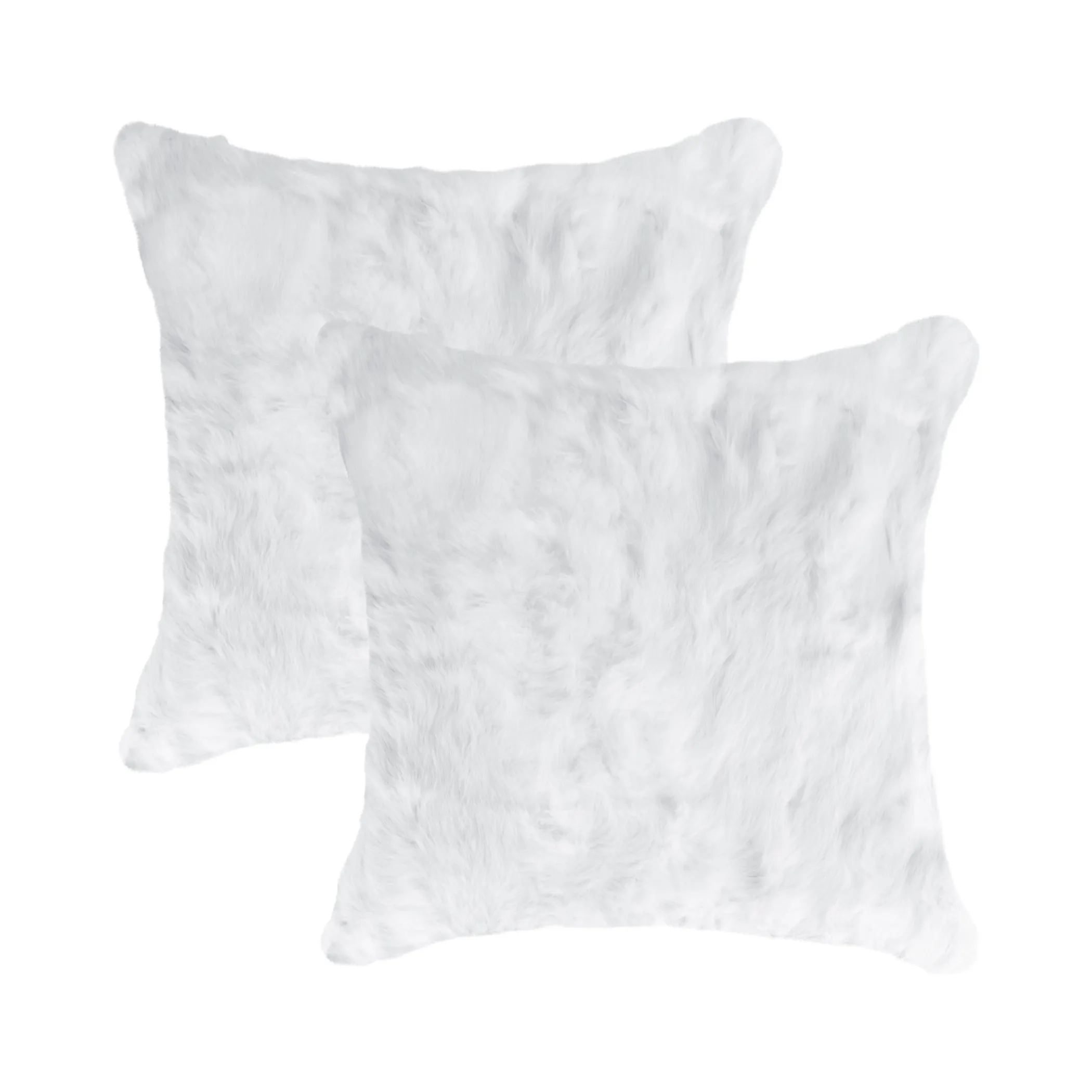 Bộ 2 gối tựa lông thỏ tự nhiên màu trắng 45cm có khóa kéo - Ảnh 3