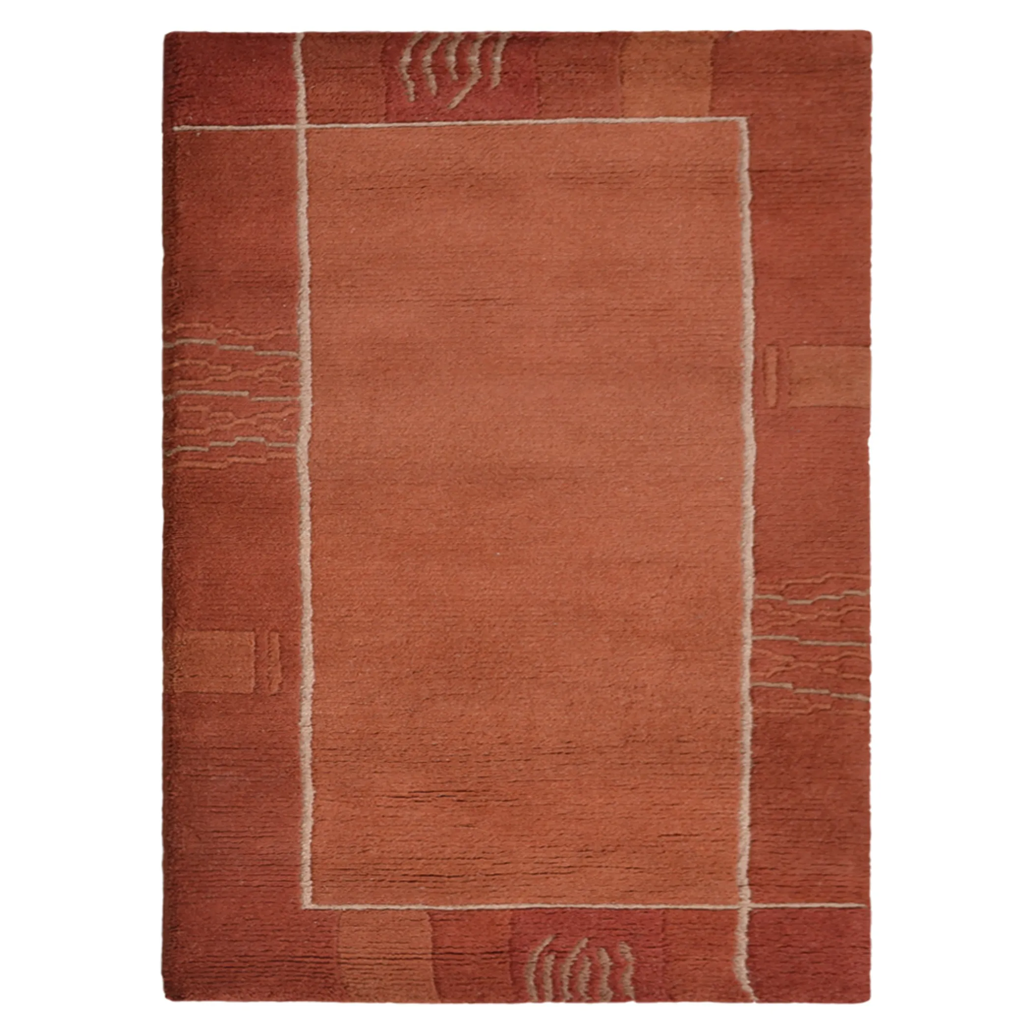 Thảm len Tibbati dệt thắt tay Rugsotic Carpets phong cách đương đại màu cam đậm - Ảnh 2