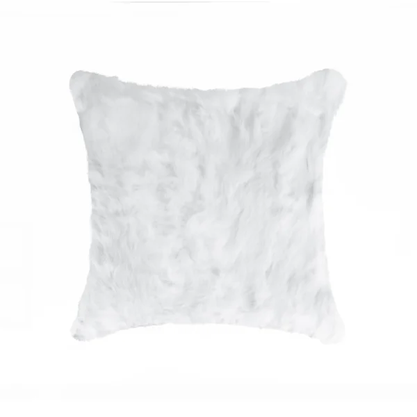 Bộ 2 gối tựa lông thỏ tự nhiên màu trắng 45cm có khóa kéo