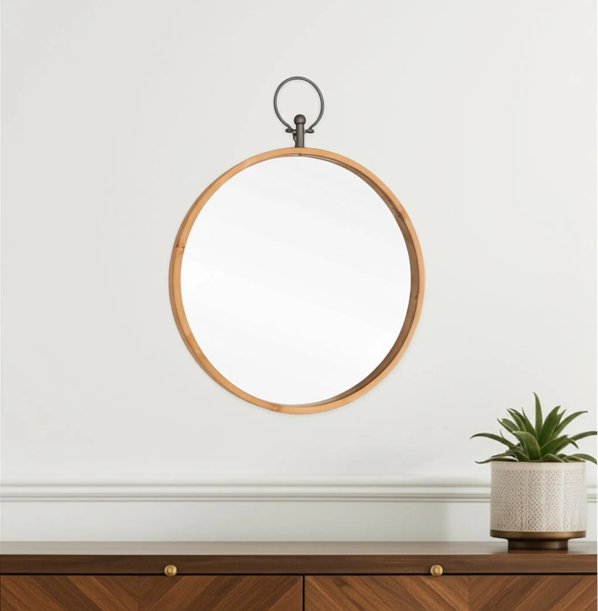 Gương trang trí khung kim loại màu đồng 76cm