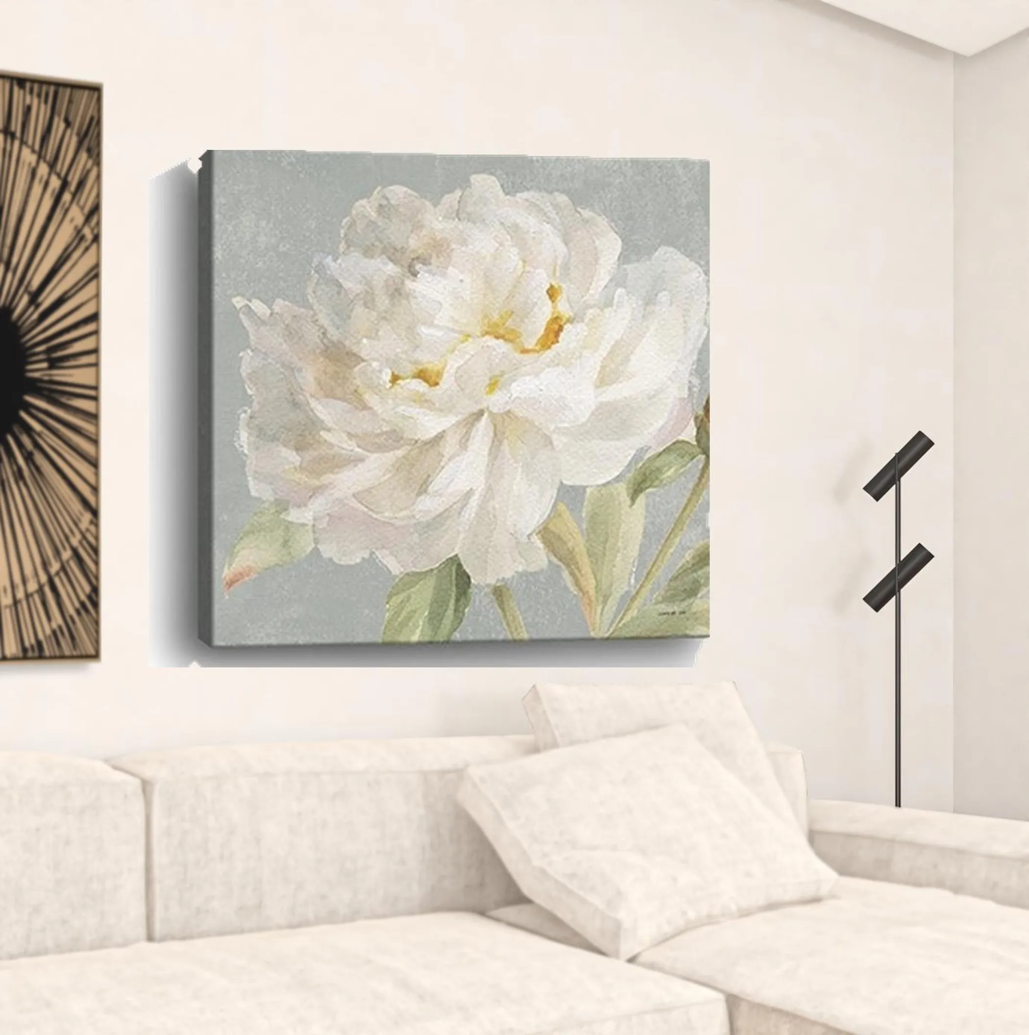 Tranh canvas không khung hoa mẫu đơn trắng thanh khiết - Ảnh 6