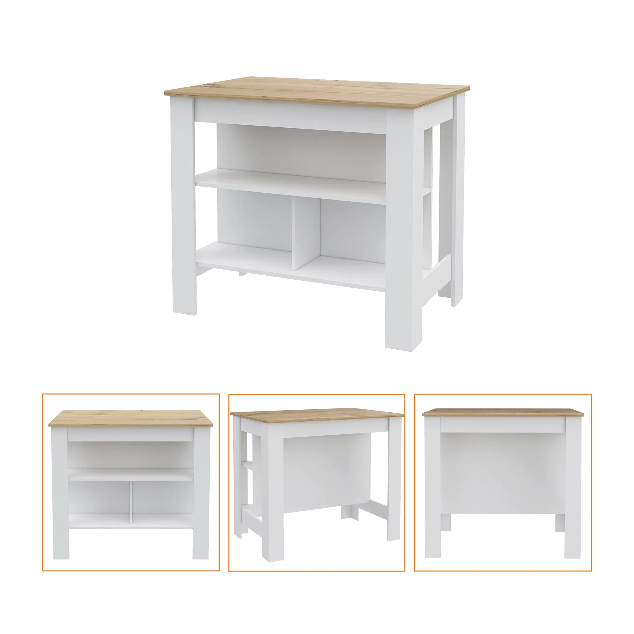 Bộ nội thất bếp Phoenix 2 món: đảo bếp Cala và tủ chậu rửa Napoles, trắng phối onyx - Ảnh 5