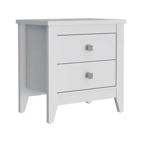 Tủ đầu giường 2 ngăn kéo gỗ công nghiệp màu trắng 62cm