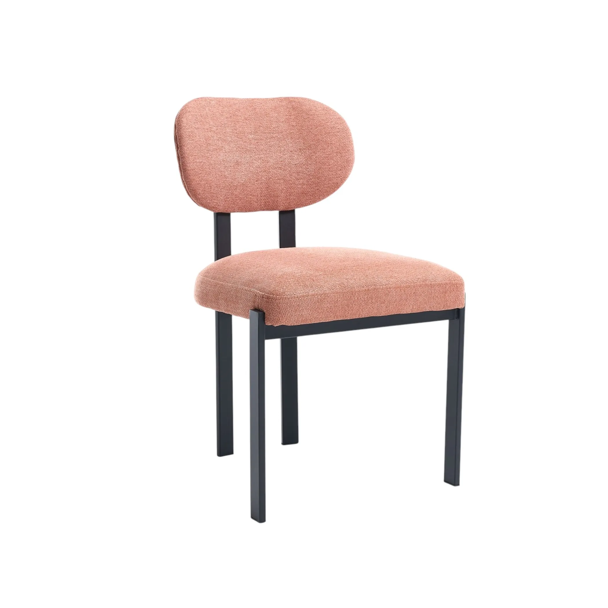 Bộ 2 ghế ăn bọc vải chenille khung kim loại lưng hở một phần - Ảnh 3