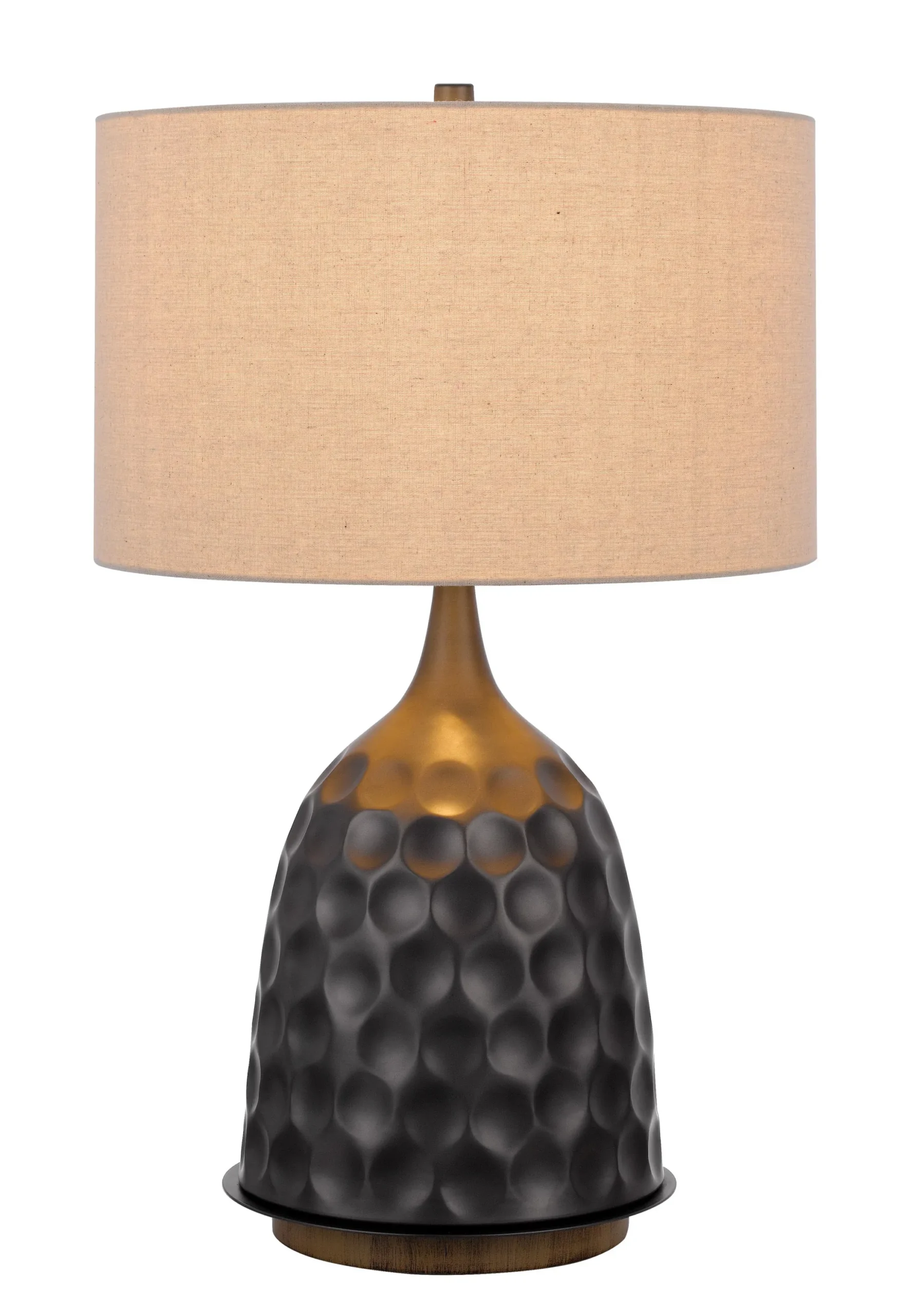 Đèn bàn kim loại màu xám 74cm chụp trống màu nâu - Ảnh 3
