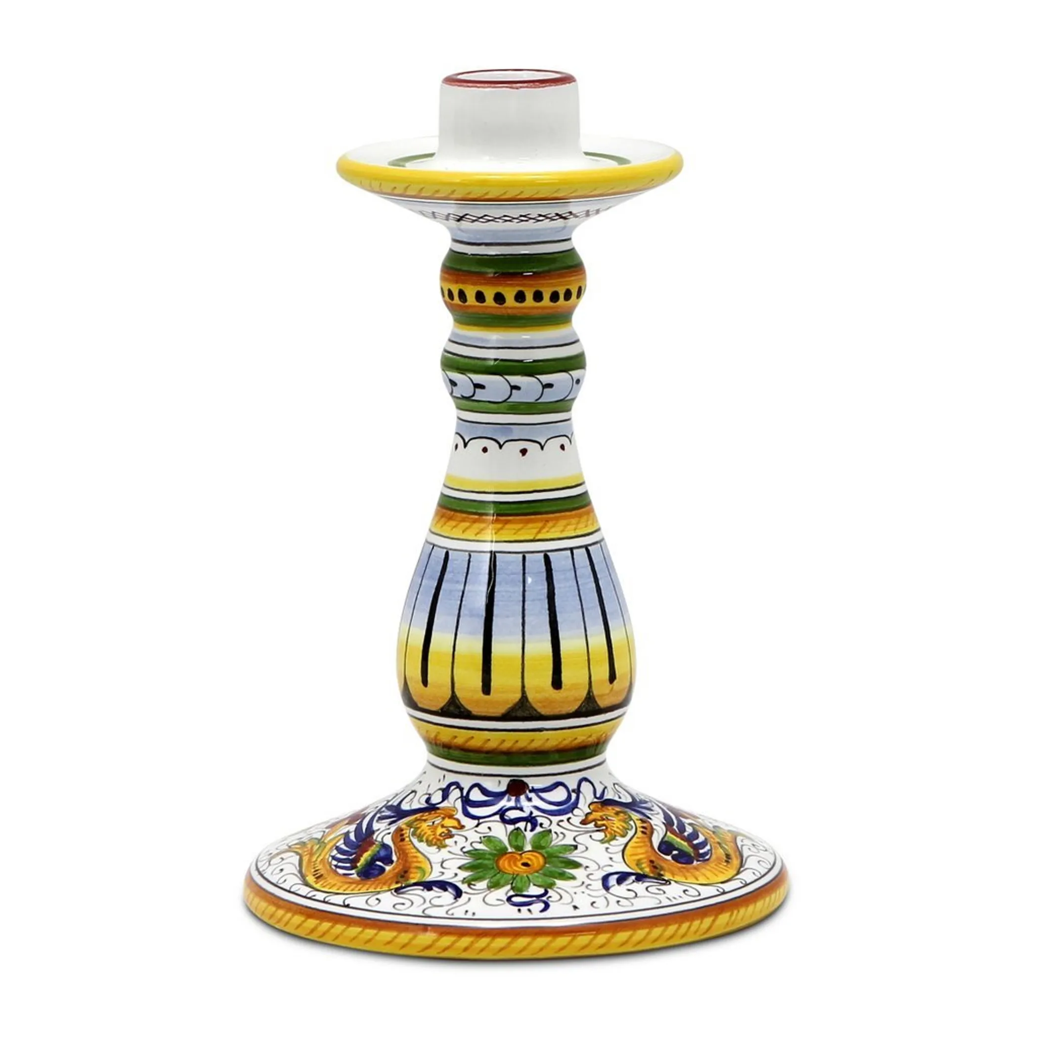 Chân nến gốm Ý Raffaellesco vẽ tay họa tiết rồng