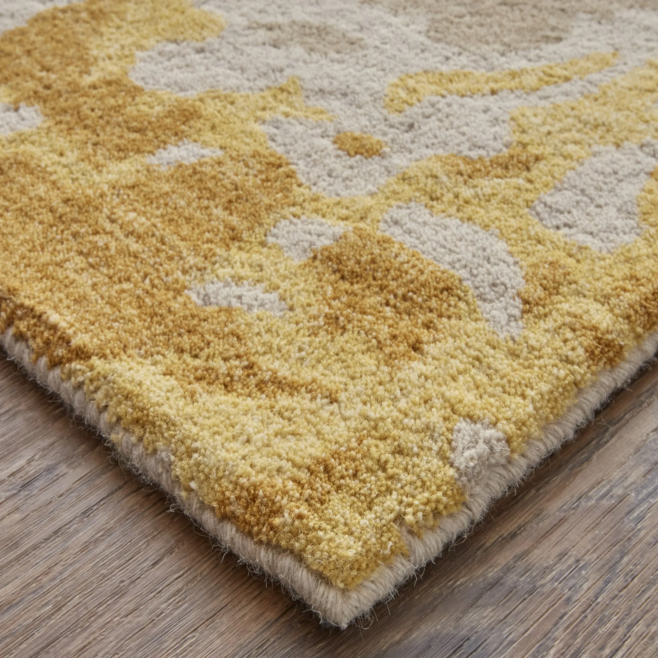 Thảm trải sàn len dệt tay chống bám bẩn 2,4m x 3m trừu tượng ngà vàng xanh - Ảnh 3