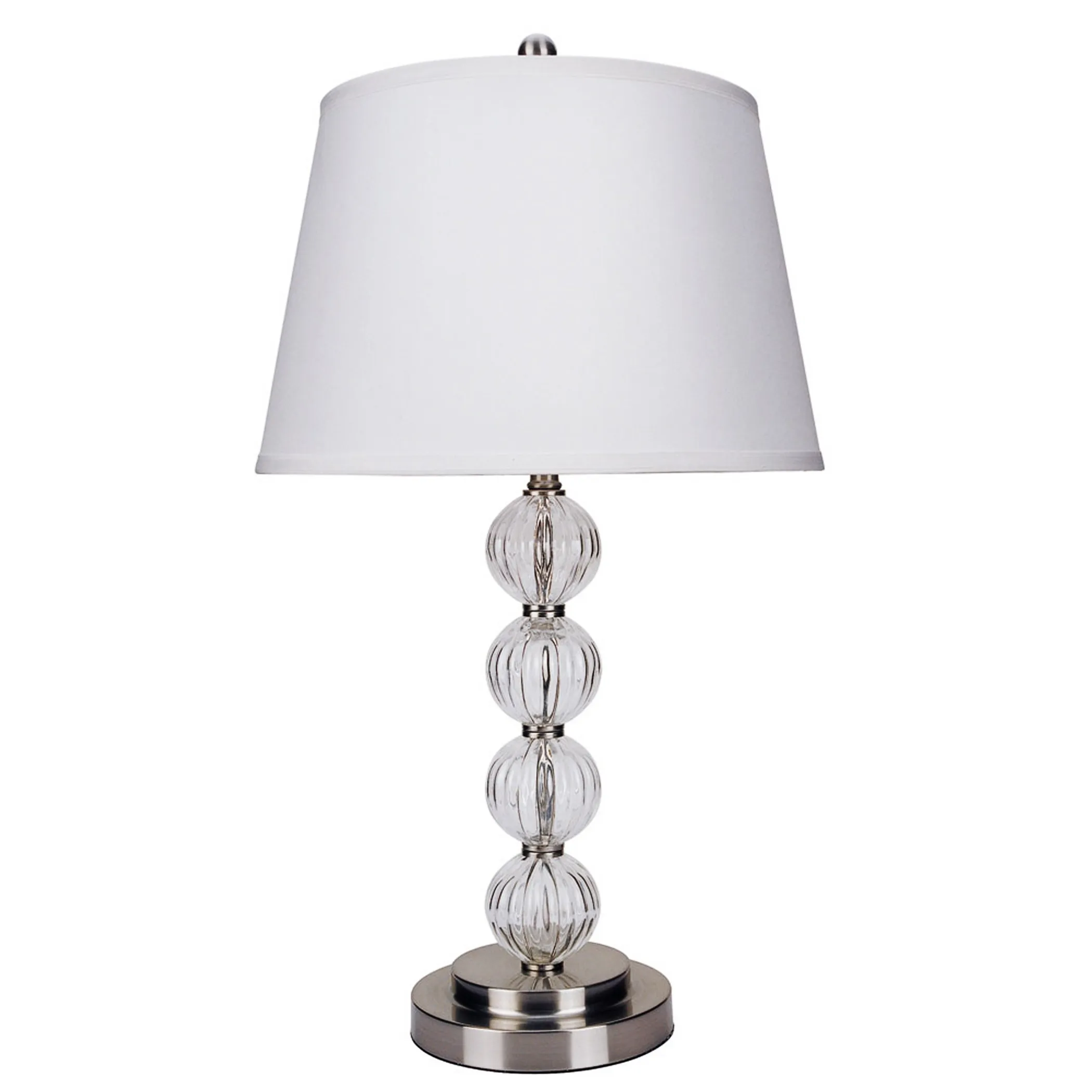 Đèn bàn kim loại màu bạc chụp vải trắng dáng loe 74cm - Ảnh 2