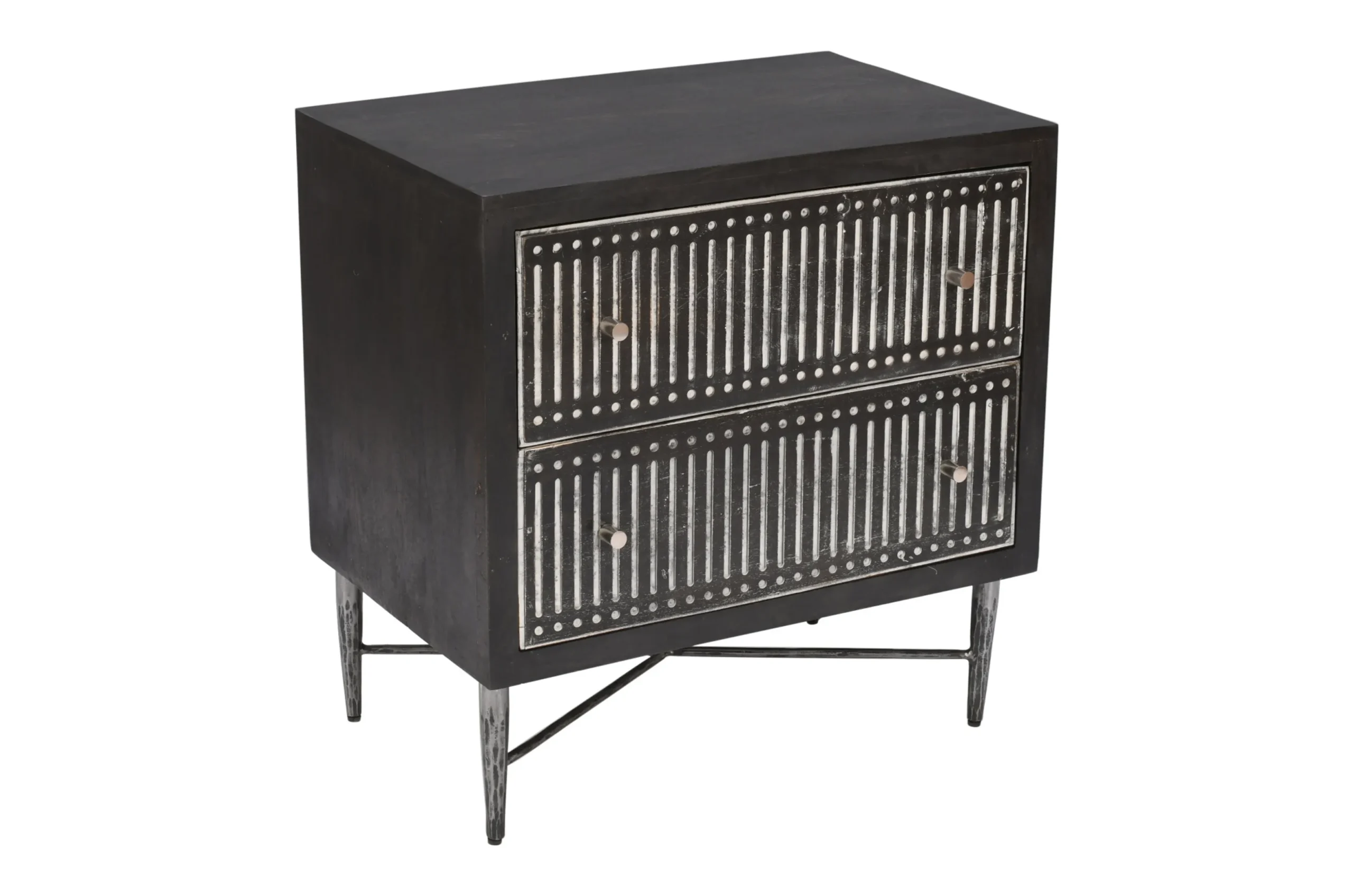 Tủ đầu giường hai ngăn kéo 71cm màu nâu cổ điển - Ảnh 2