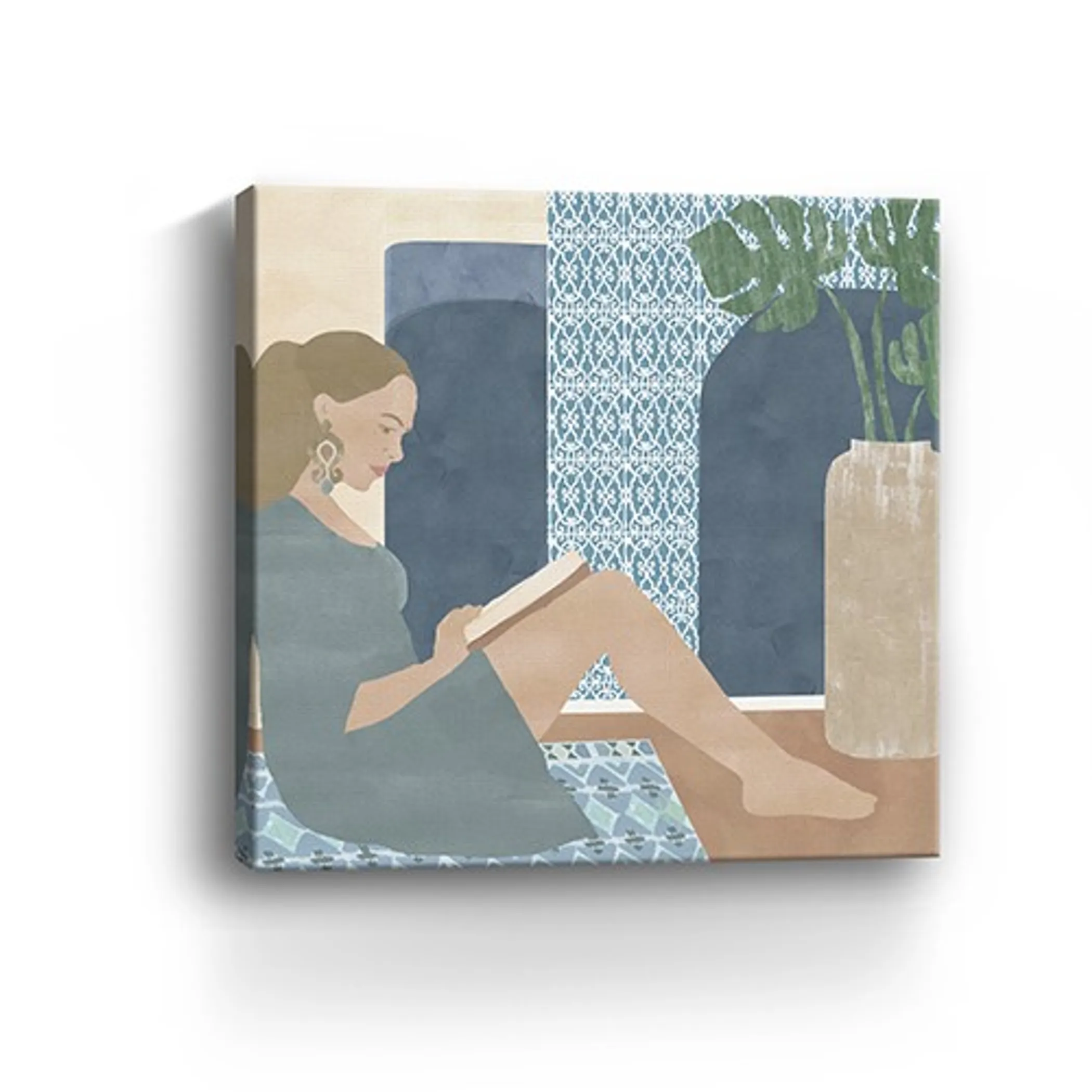 Tranh canvas cô gái đọc sách phong cách boho không khung - Ảnh 6